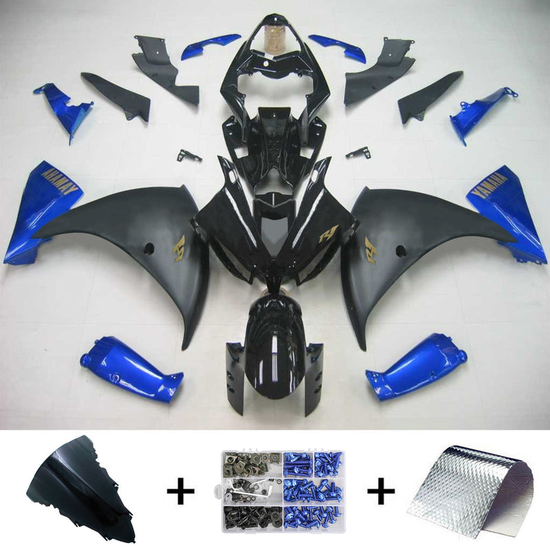 Amotopart Yamaha 2012-2014 YZF 1000 R1 Black Blue Fairing Kit