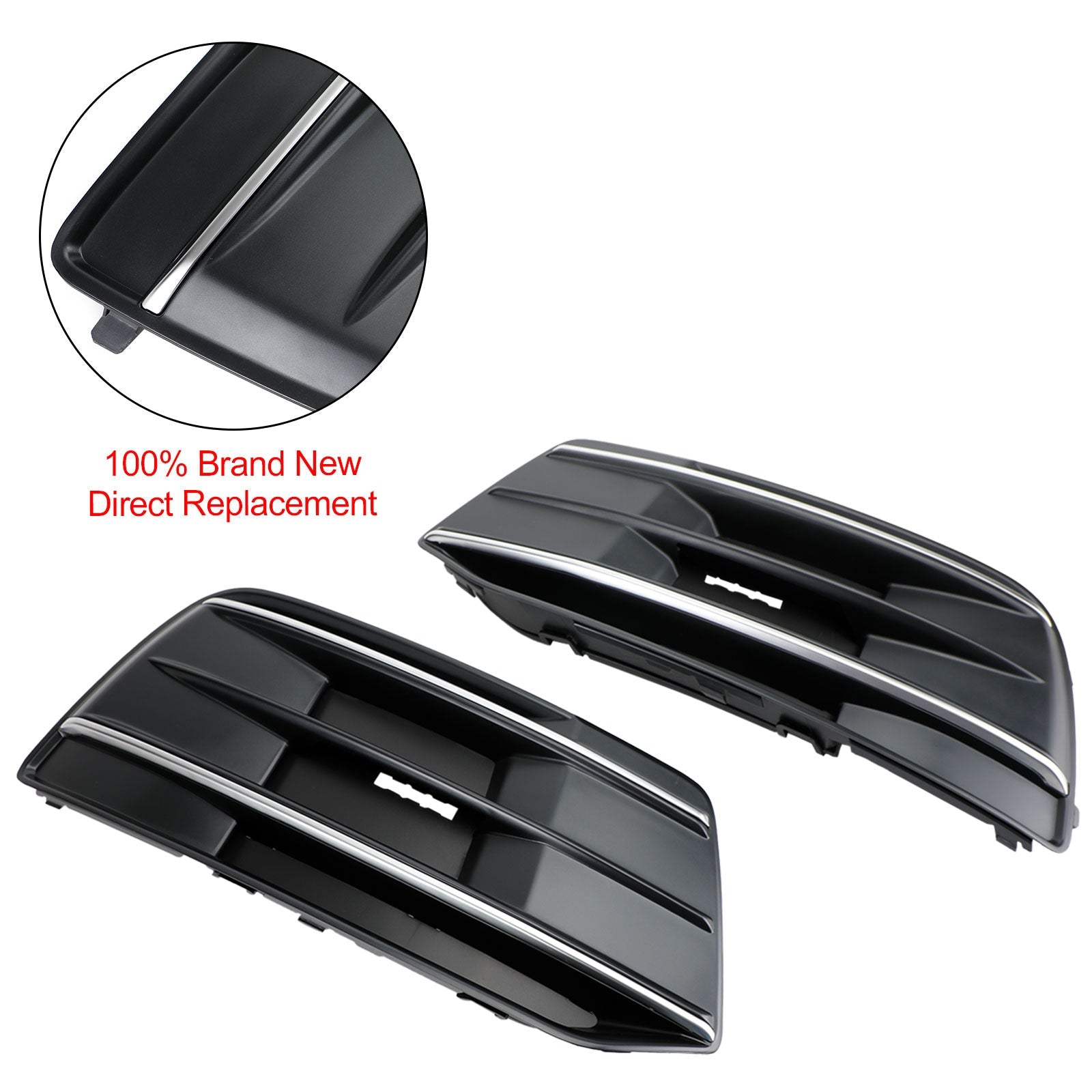 2018-2022 Audi Q5 2PCS Front Bumper Cover Grille Bezel Insert Black/Chrome