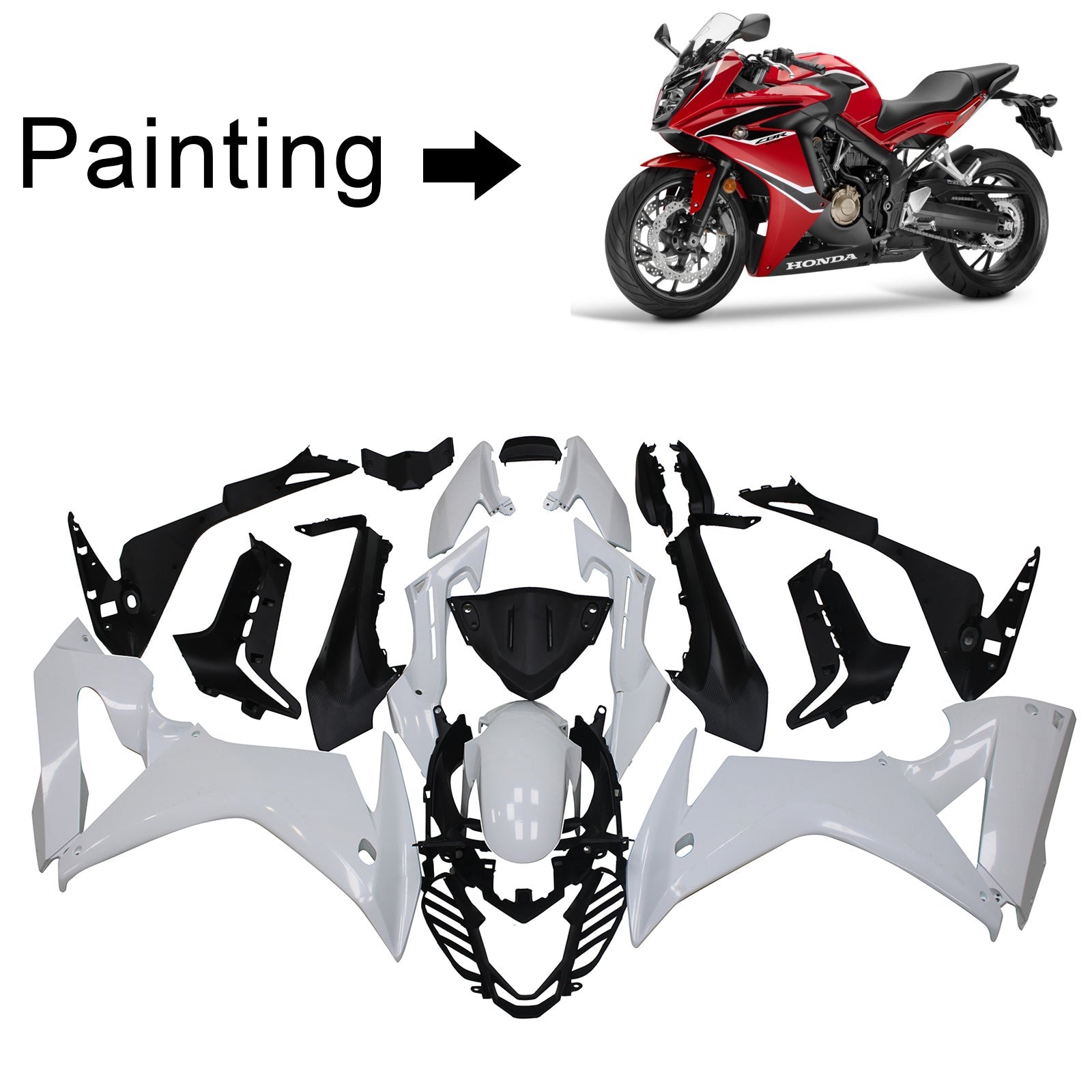 2014-2019 Honda CBR650F Kit de carénage d'injection Amotopart carrosserie plastique ABS #107