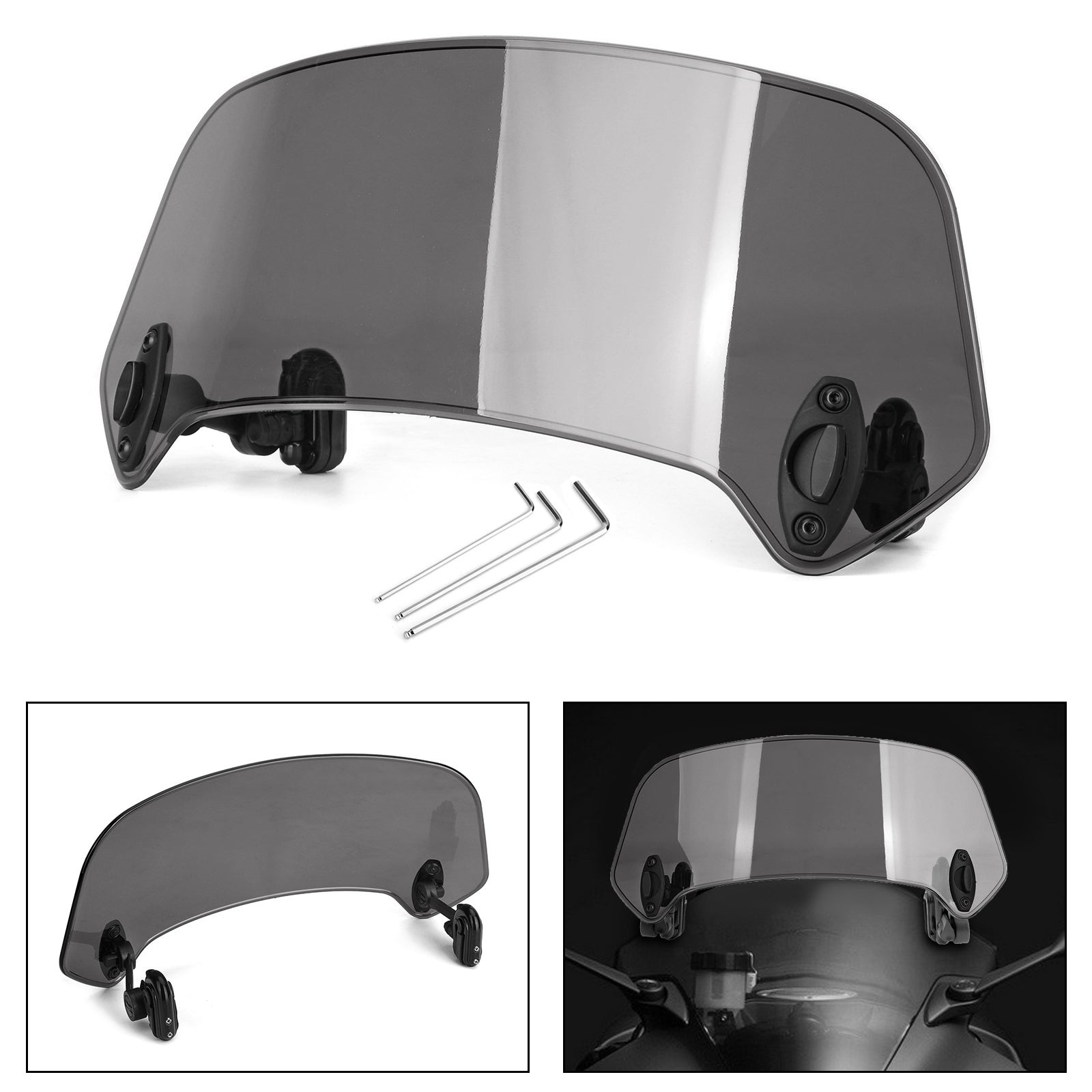 Motorcycle Adjustable Clip On Windshield Extension Spoiler Wind Deflector