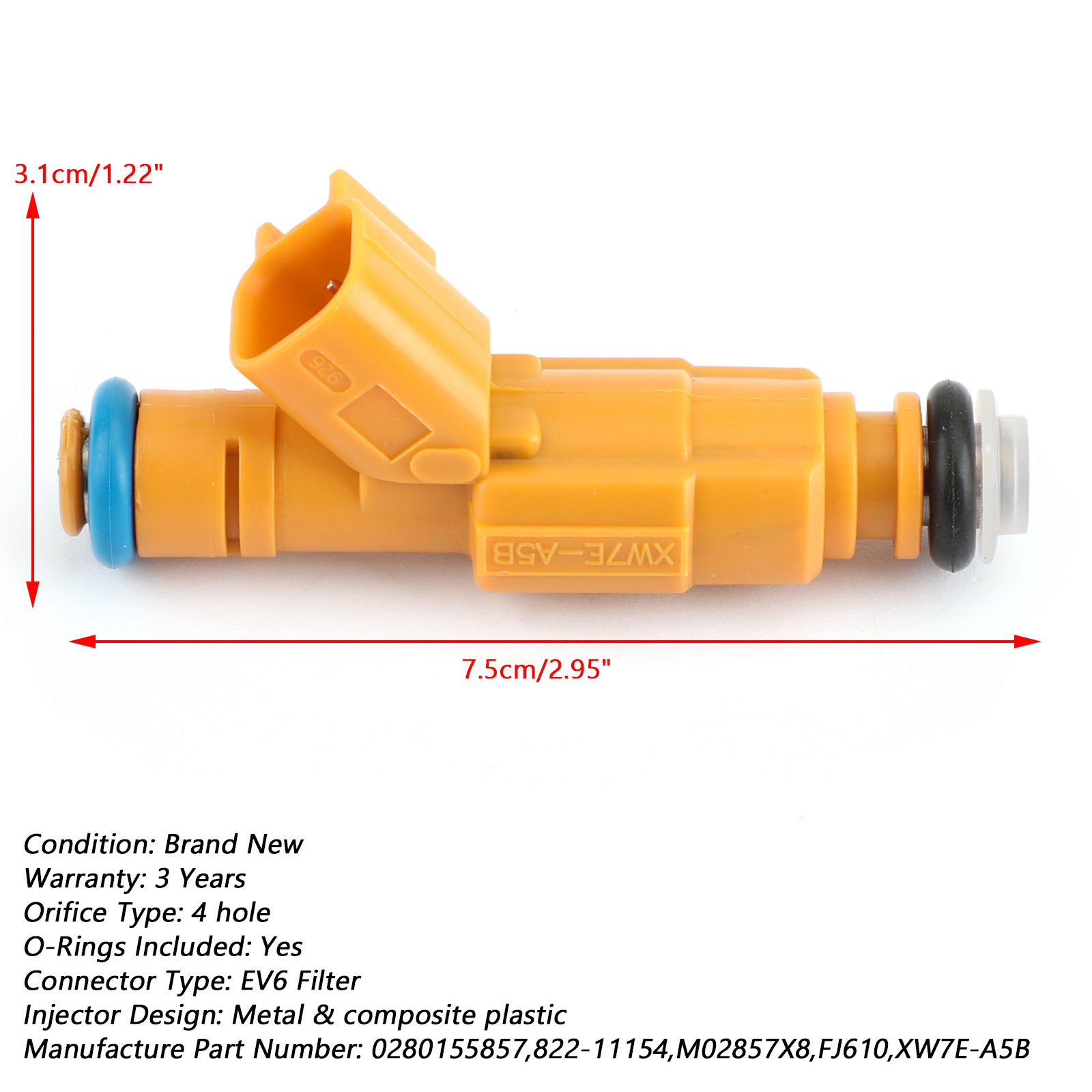 Set van 8 brandstofinjectoren 0280155857 voor Ford 4.6 Lincoln Town 822-11154 Generiek