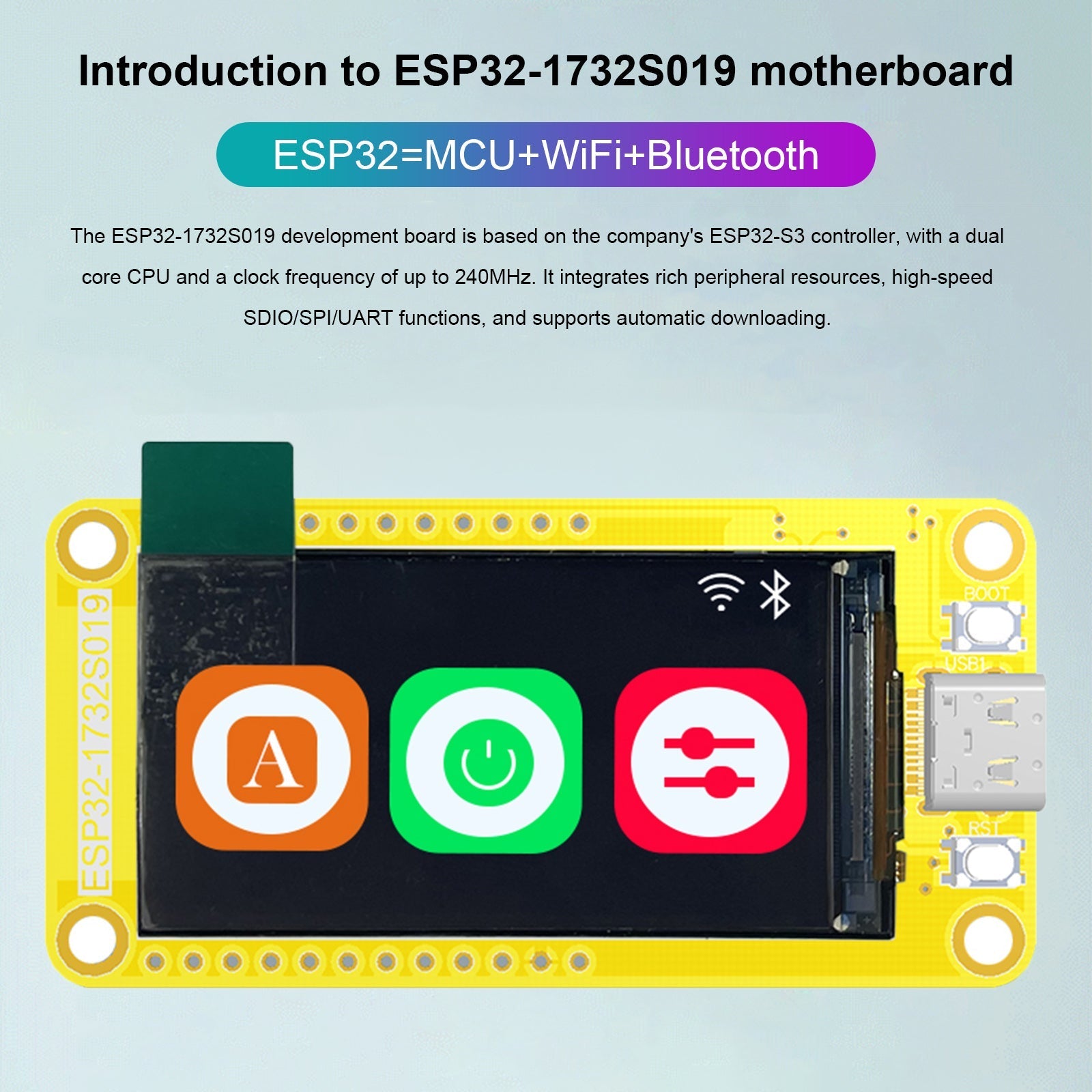 ESP32-S3 1,9-inch schermontwikkelingsbord Wifi Bluetooth 170 * 320 display TFT-module