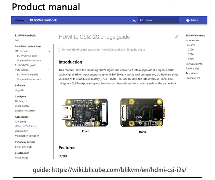 Module HDMI vers CSI-2 C790 Entrée HDMI vers carte d'extension CSI C0779 Pikvm