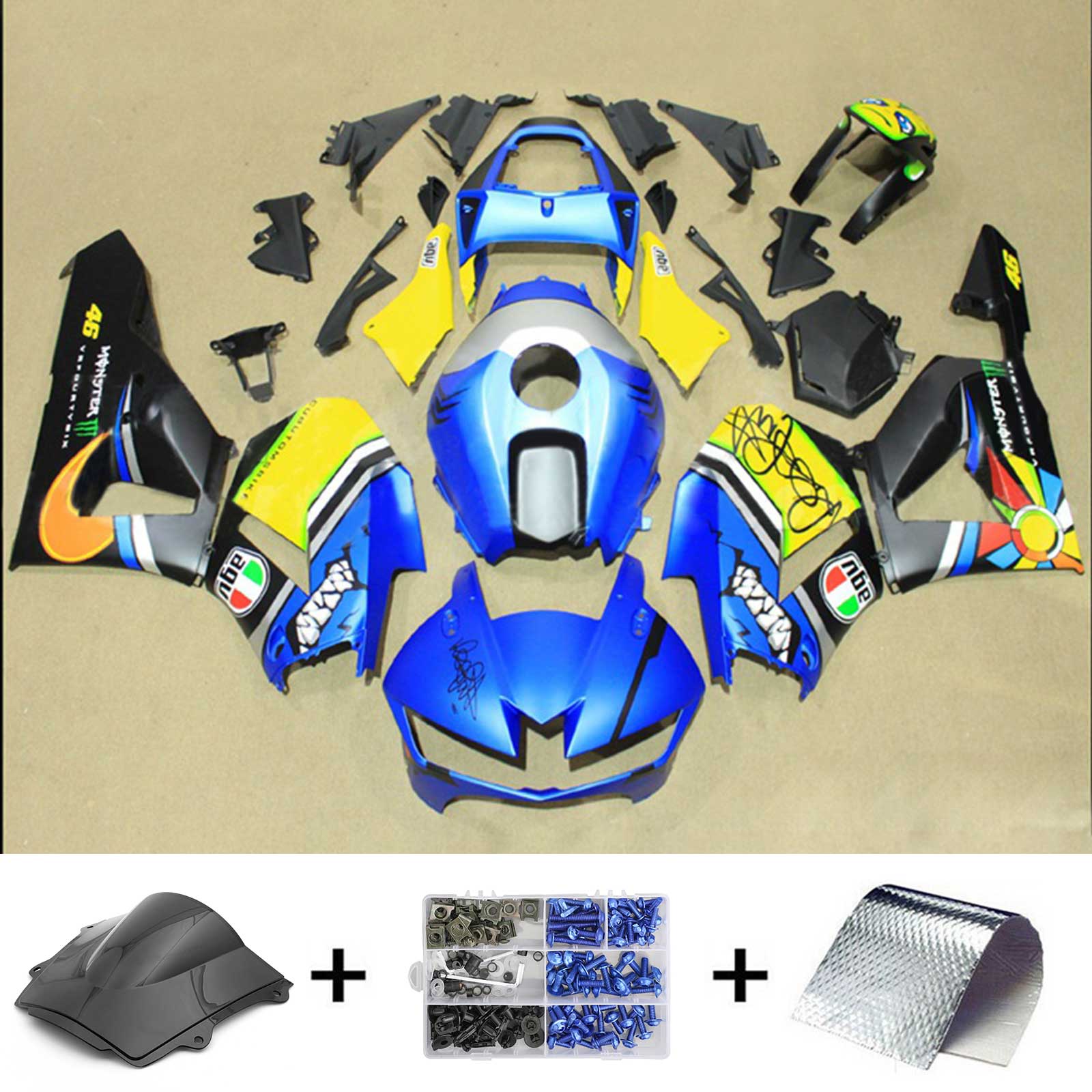 2013-2023 Honda CBR600RR F5 Kit de carénage d'injection carrosserie plastique ABS #101