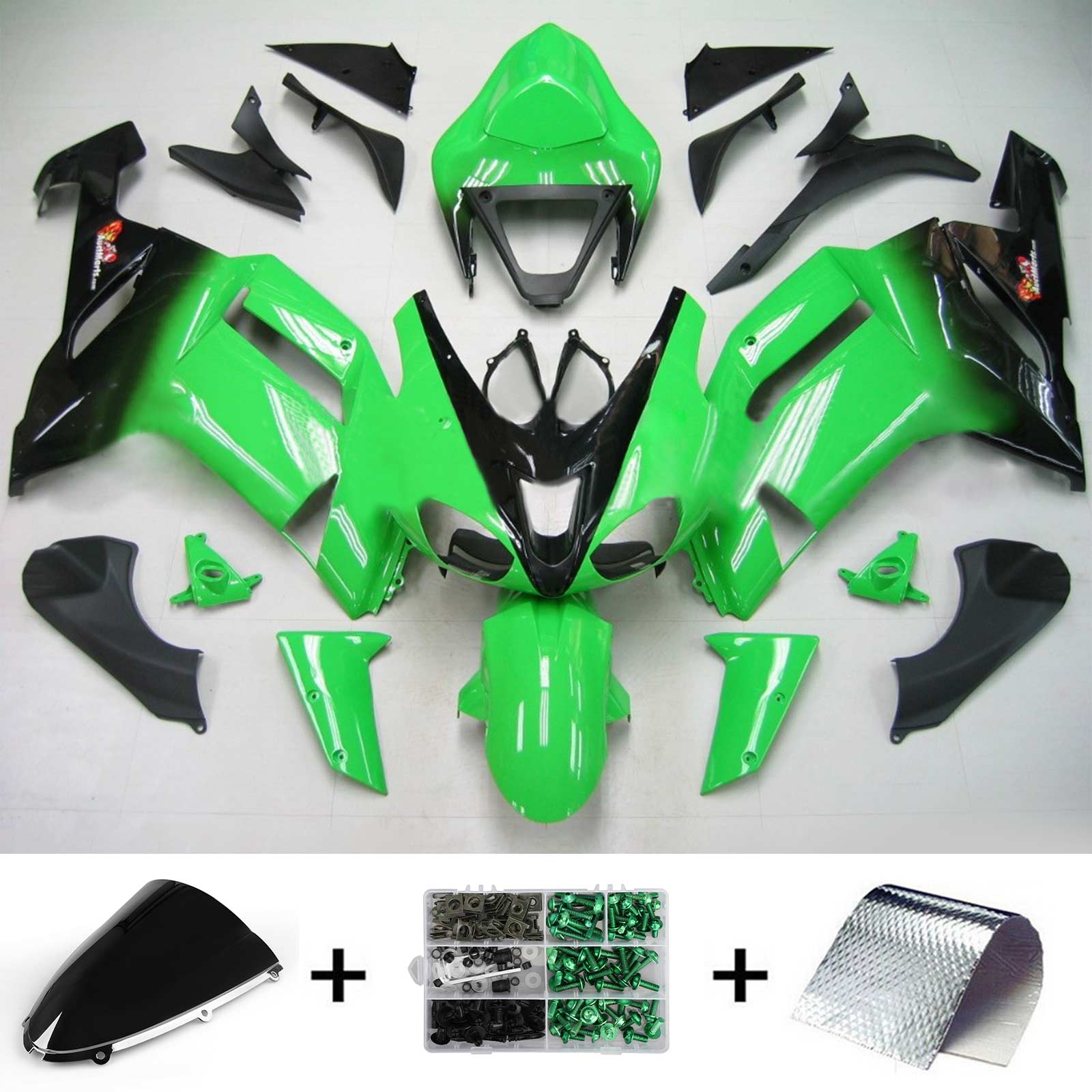 2007-2008 Kawasaki ZX6R 636 Amotopart Kit de carénage d'injection carrosserie plastique ABS #131