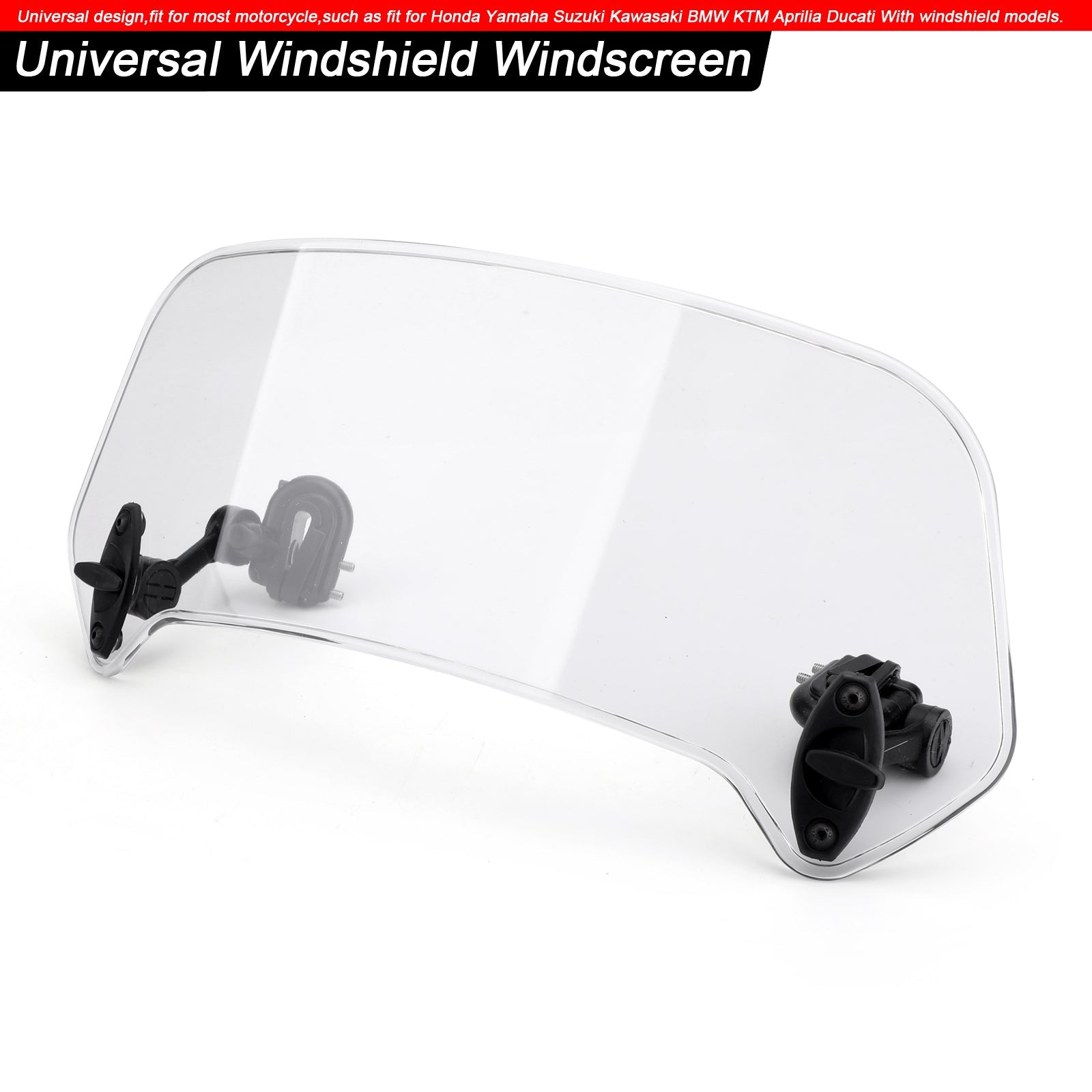 Motorcycle Adjustable Clip On Windshield Extension Spoiler Wind Deflector