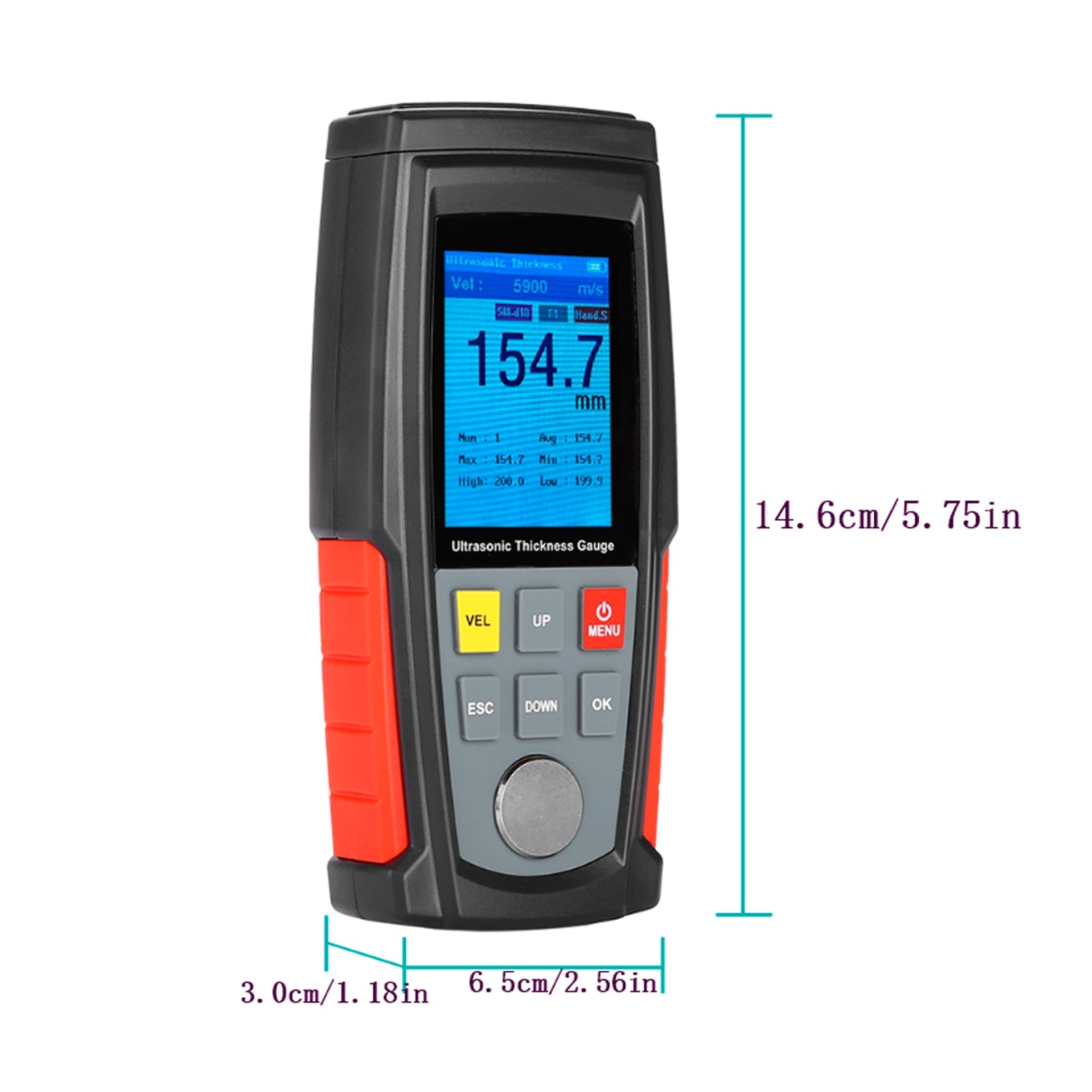 WT100A LCD-testapparaat Slimme sensor Ultrasone diktemeter Geluidssnelheid