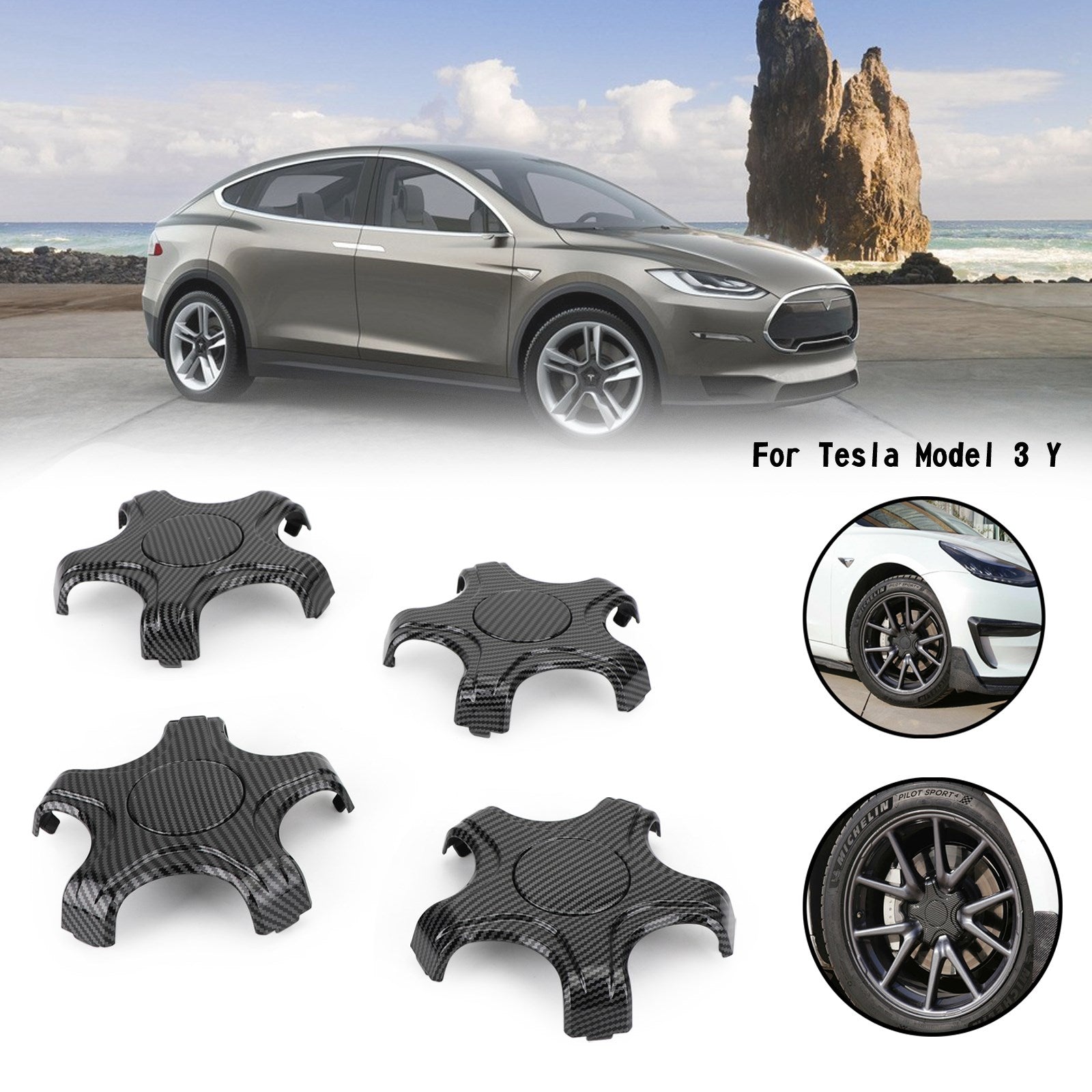 4 STKS Wiel Center Hub Cap Cover Center Velg Cap Fit Tesla Model 3 Model Y Generiek