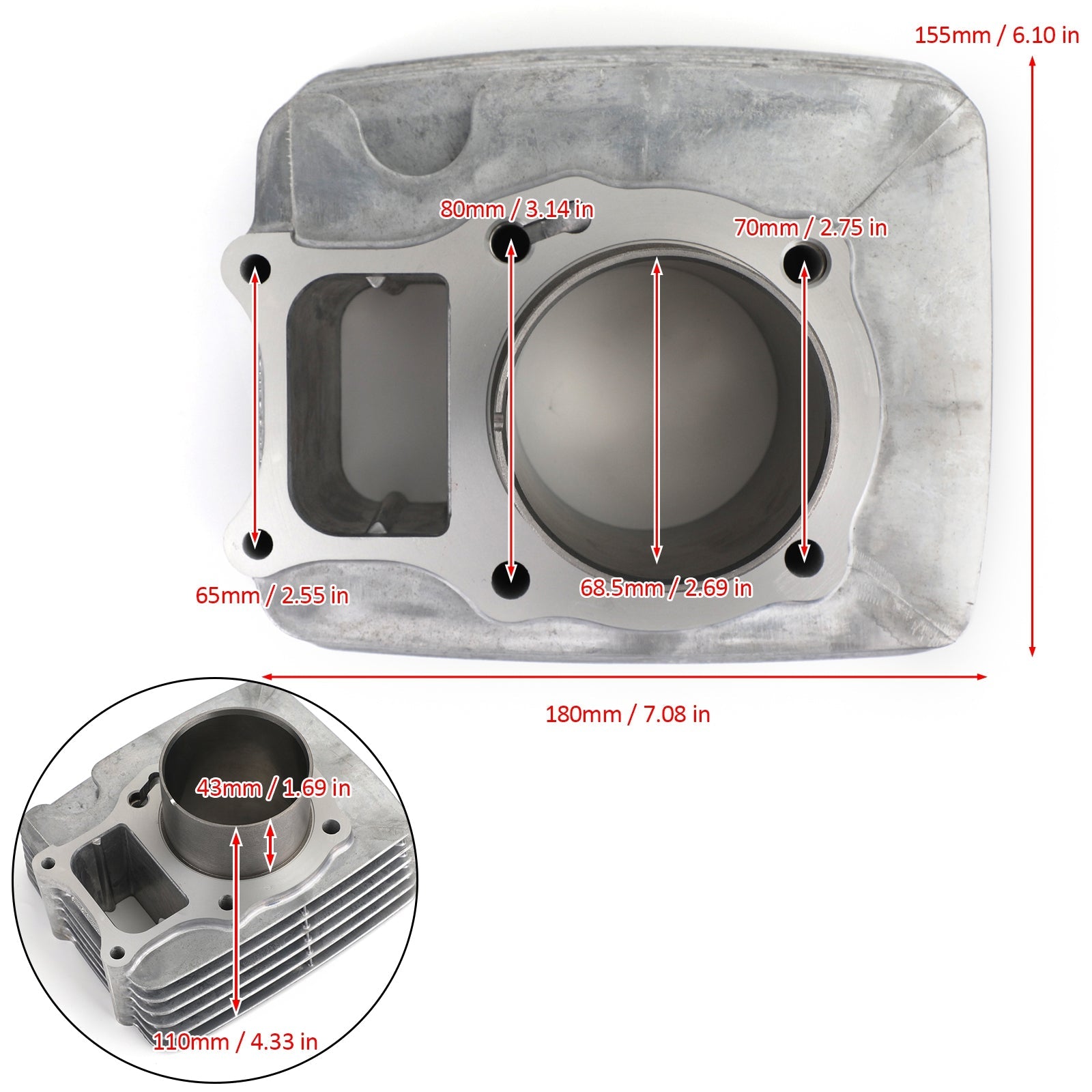 Areyourshop CYLINDER PISTON GASKET TOP END KIT Fit for Honda TRX250 E EX RECON TE TM 97-20 Generic