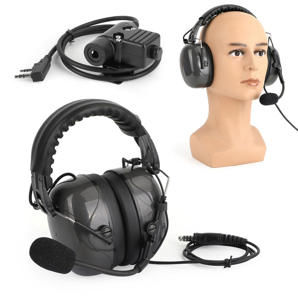 Verstelbare ruisonderdrukkende headset geschikt voor Kenwood BaoFeng TK3107 TK3207
