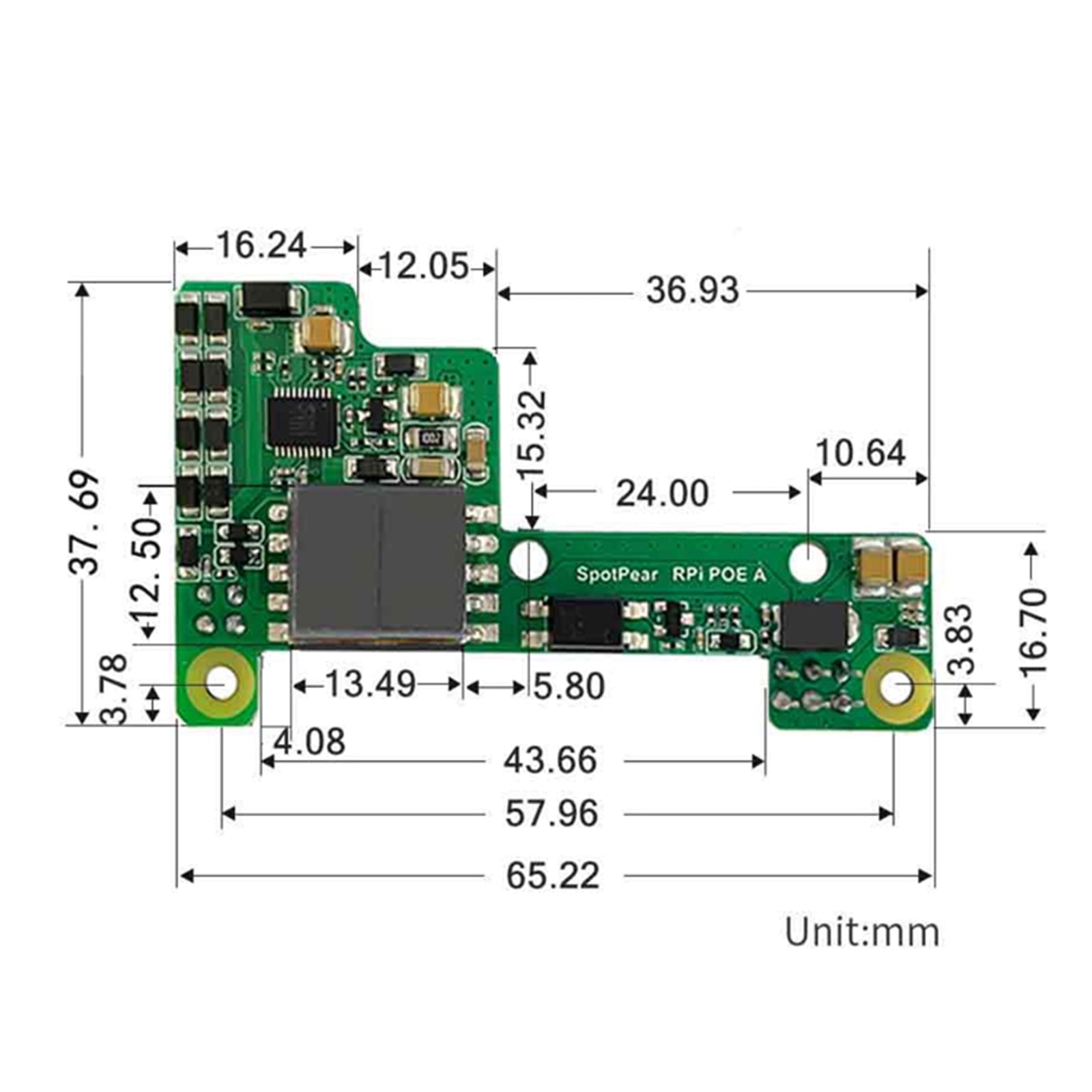 Raspberry Pi Poe Ethernet-voedingsuitbreidingsmodule ondersteunt 3B+/4B met ventilator