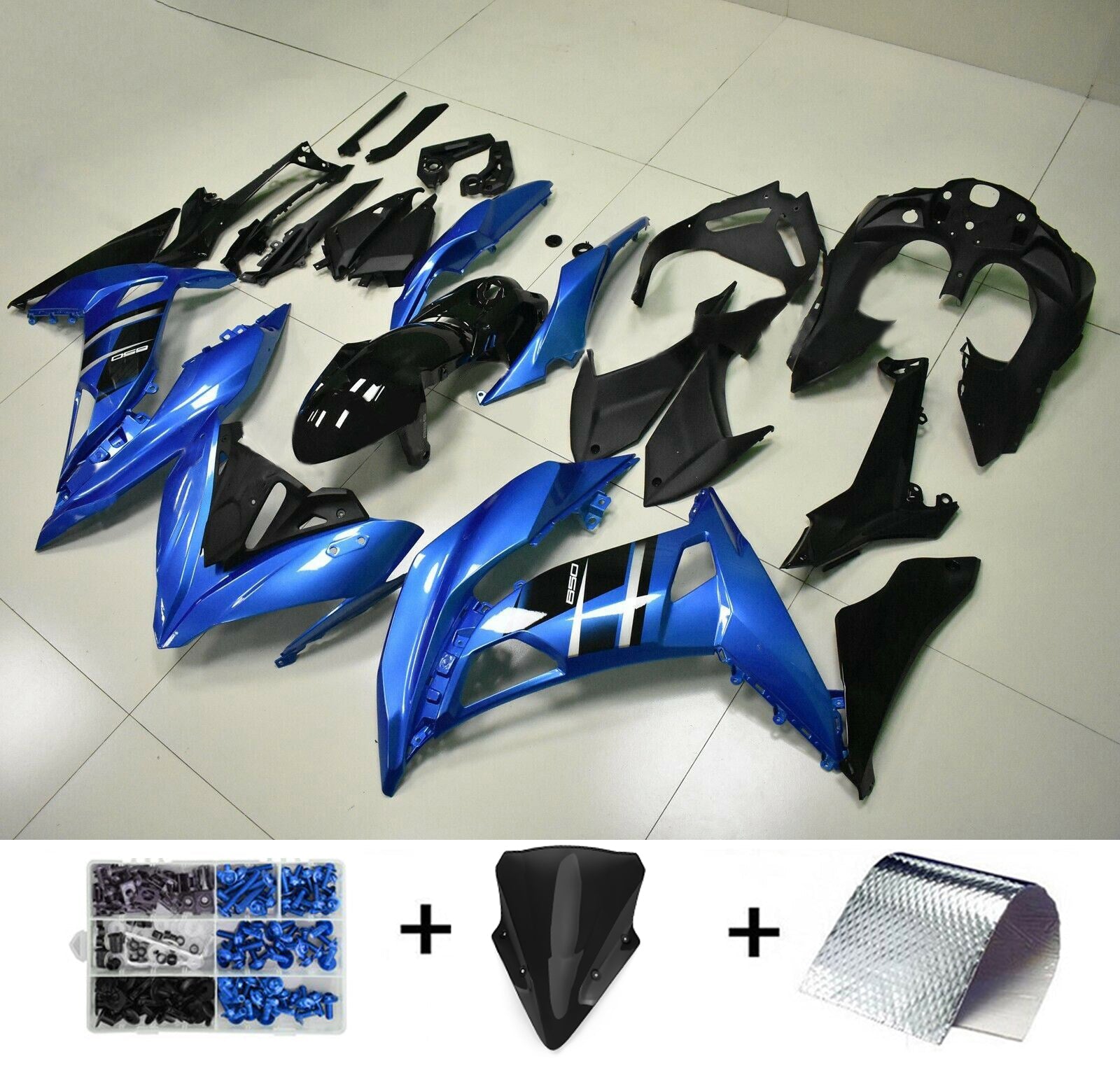 2017-2019 Kawasaki Ninja 650 EX650 kuip blauwe injectie plastic kit