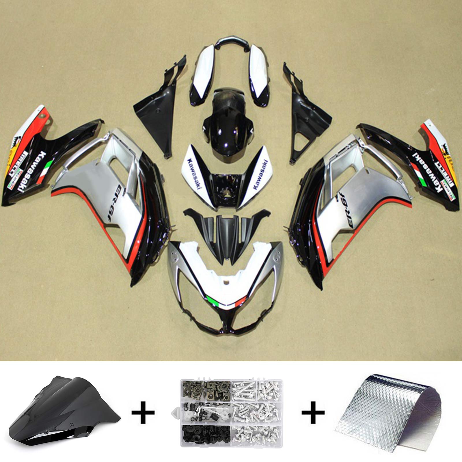 2012-2016 Kawasaki ER6F Ninja650 Amotopart Injection Fairing Kit Bodywork Plastic ABS #120