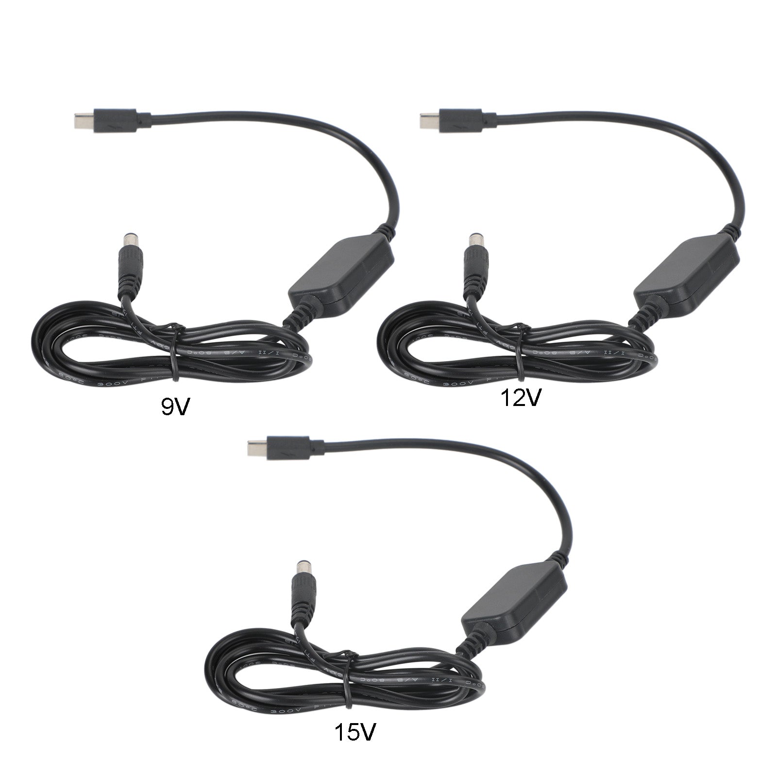 Adaptateur USB vers 9/12/15 V Volt 5,5 mm x 2,5 mm 1 m 39,37 pouces Câble de cordon de chargeur PD