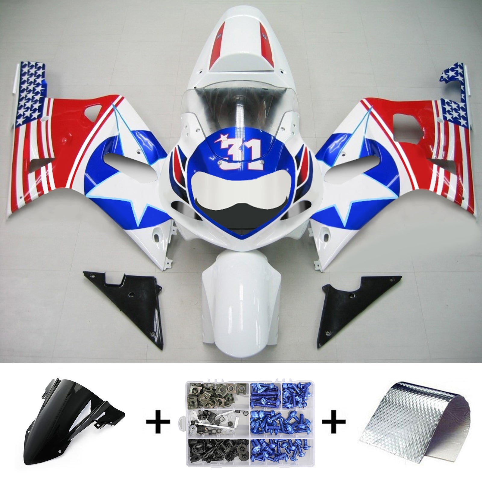 2001-2003 Suzuki GSXR750 K1 Amotopart Kit de carénage d'injection carrosserie plastique ABS #134