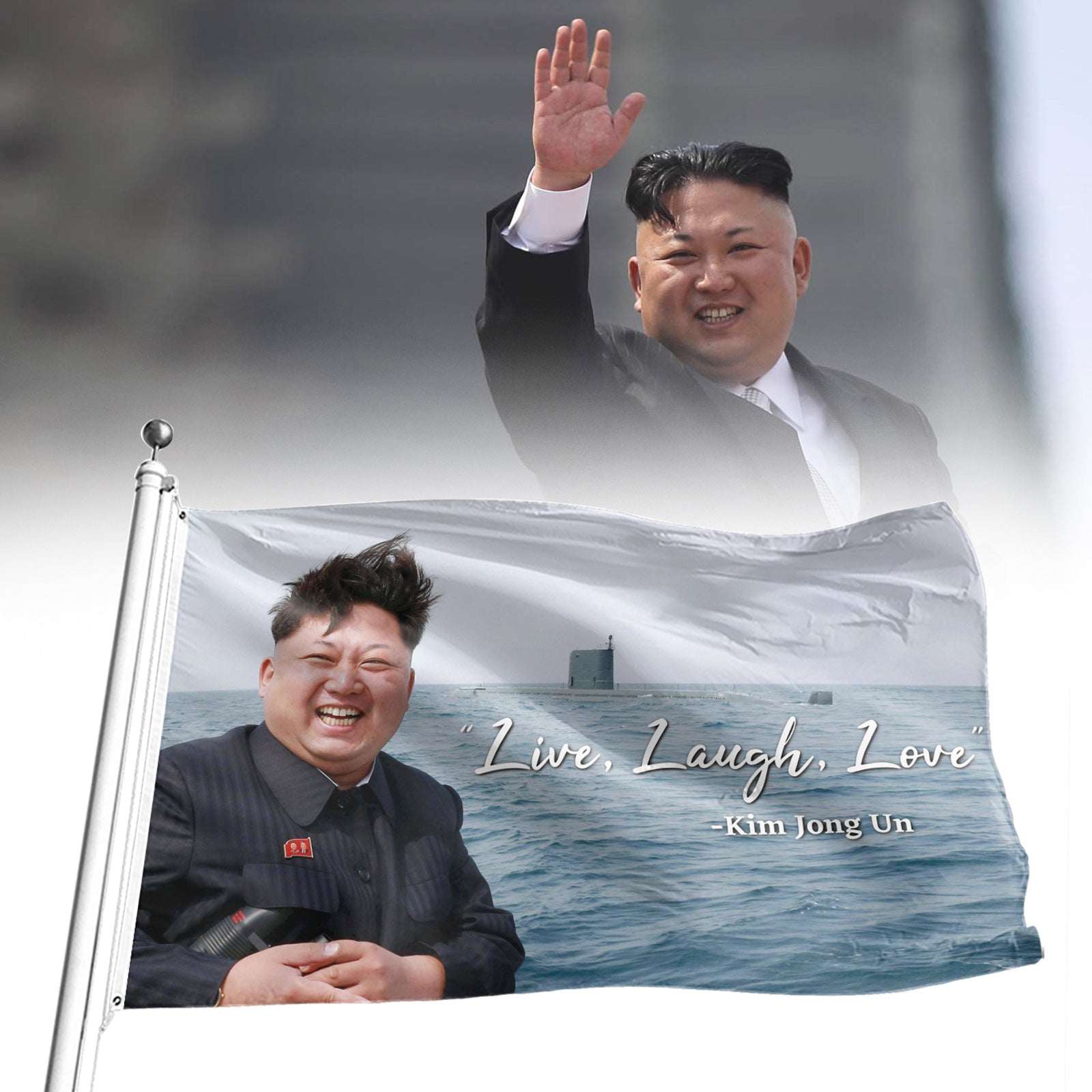 Kim Jong Un Live Laugh Love Bannière Drapeau 3x5FT Drapeau de jardin