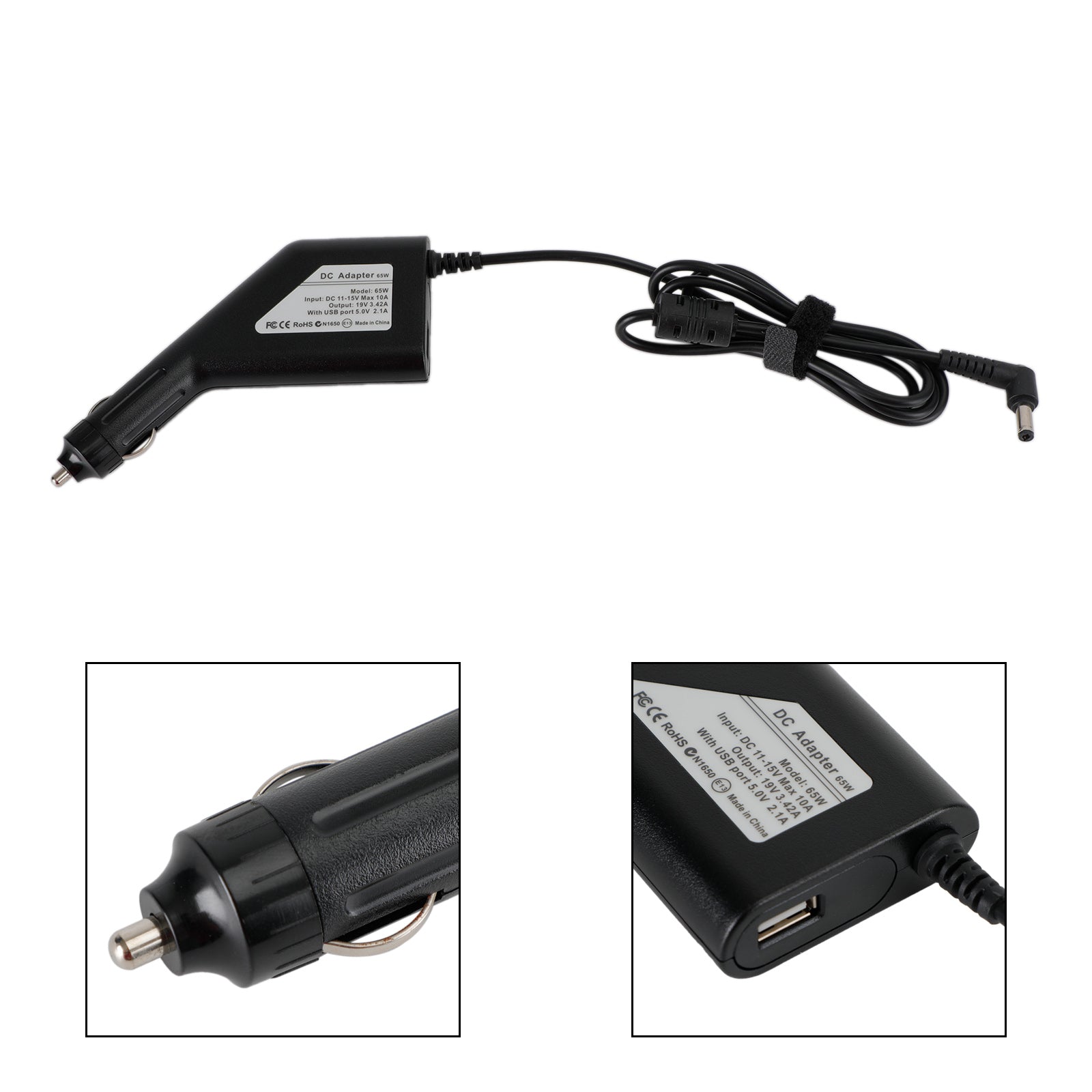 Chargeur de voiture pour ordinateurs portables 19V 3,42 a, adaptateur d'alimentation cc pour Asus Lenovo Acer