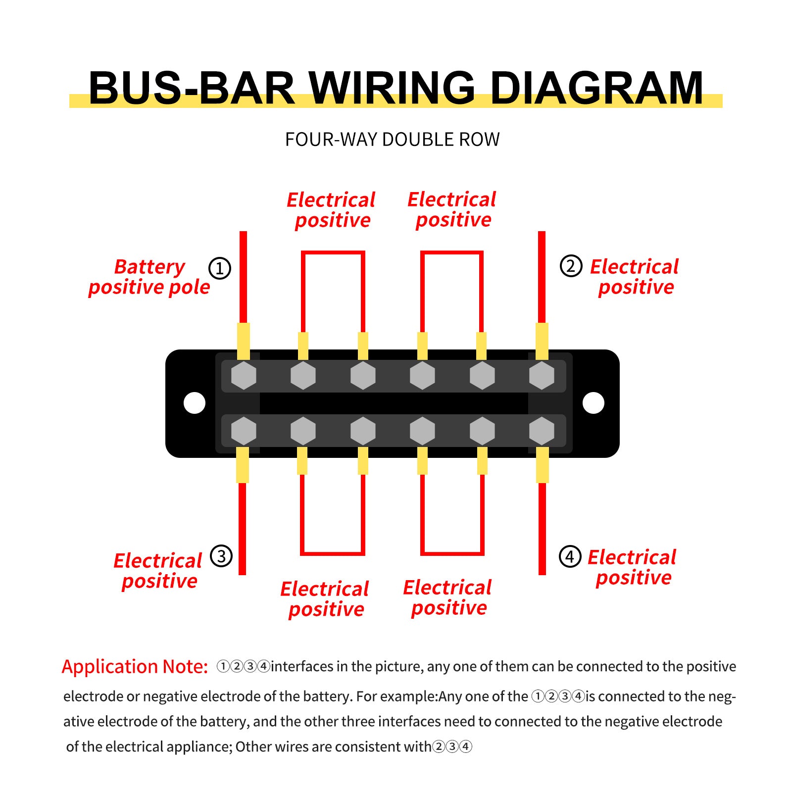 2/4/6/12 Way Dual-row Car Bus Bar Block with Dust Cover Distribution Terminal