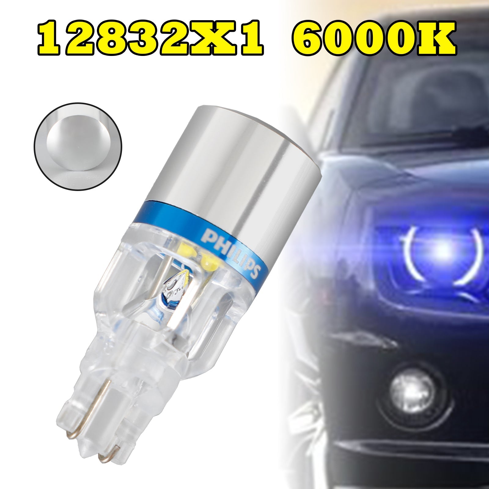 Pour Philips 12832X1 Car X-treme Ultinon LED T16 12V3W 200LM 6000KW2 .1*9.5D