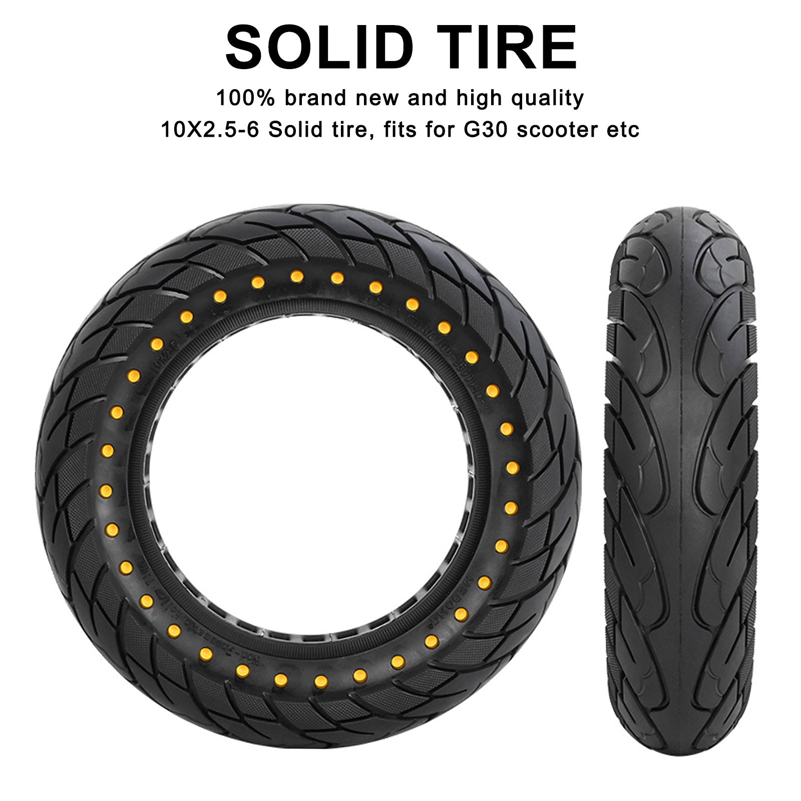 10x2.5 Rubber Solid Tire 60/70-6.5 for Ninebot Max G30 Honeycomb Tyre Replace