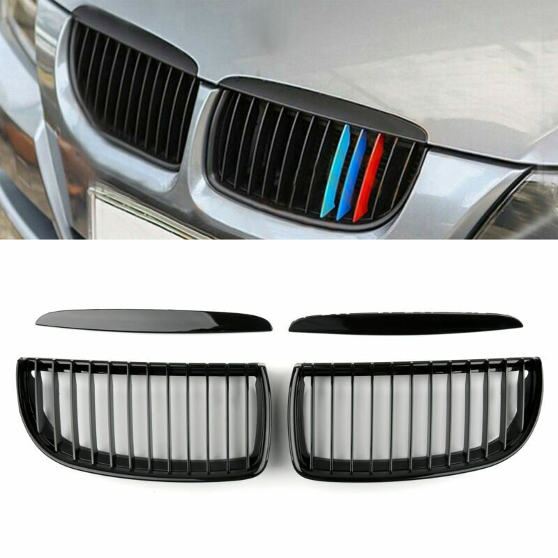 2005-2008 BMW E90 Sedan Before Facelift Front Kidney Grill Grilles L&R Gloss Black Generic