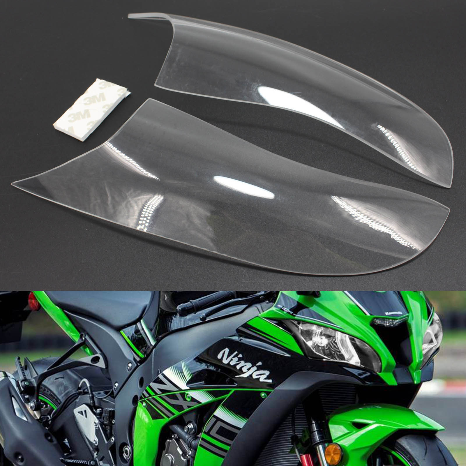 Koplamp Lens Bescherming Cover Fit Voor Kawasaki Zx-10R Zx 10R 16-18 Rook Generiek