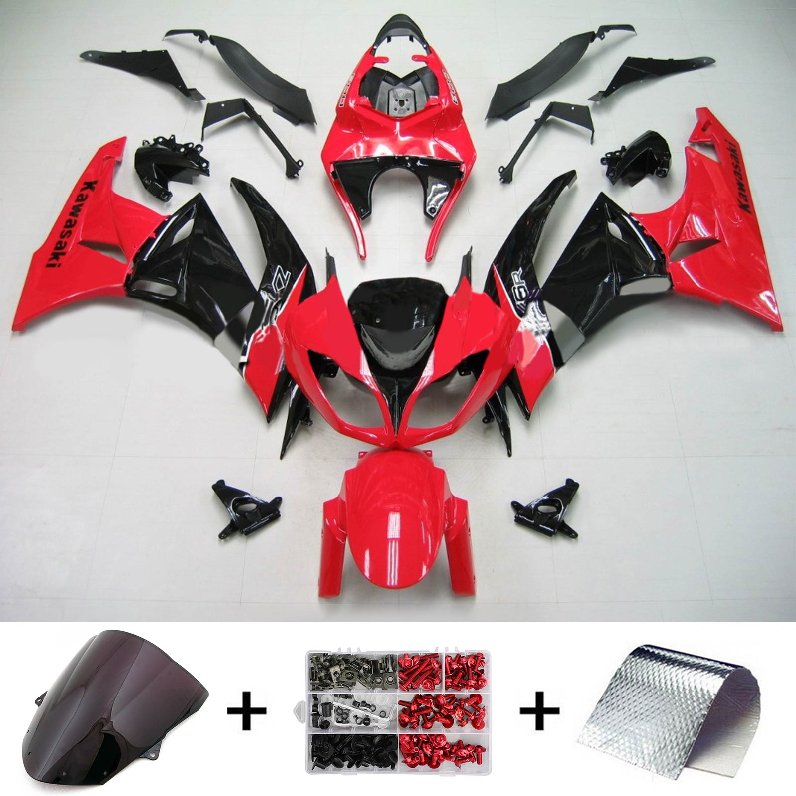 2009-2012 Kawasaki ZX6R 636 Amotopart Injeksjon Fairing Kit Bodywork Plastic ABS #112