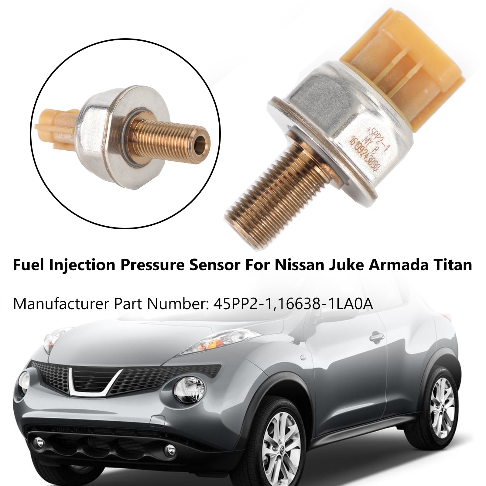 Fuel Injection Pressure Sensor 45PP2-1 For NV3500 Juke Armada Titan 2011-2020 Generic