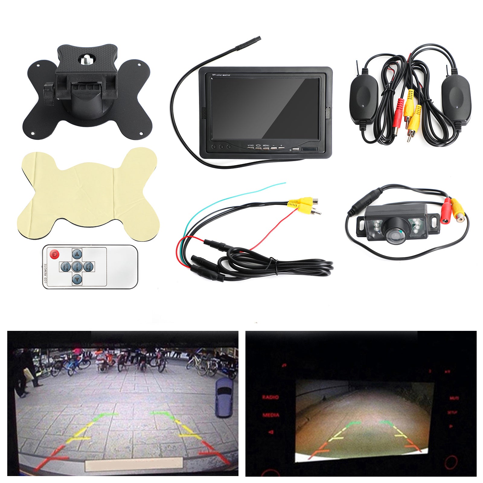 Wireless IR Backup Waterproof Camera +7"LCD HD Monitor Car Rear View Reverse Kit