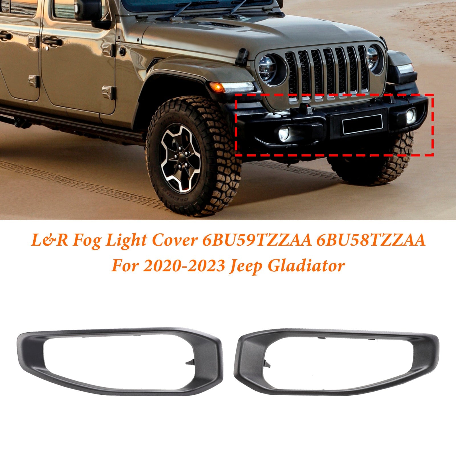 Jeep Gladiator 2020-2023 Paar mistlampafwerking 6BU59TZZAA 6BU58TZZAA