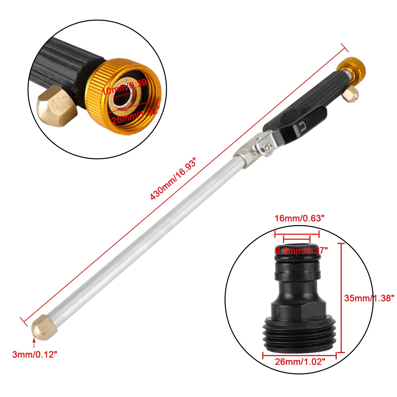 High Pressure Power Washer Water Spray Gun Nozzle Wand Attachment Garden Hose