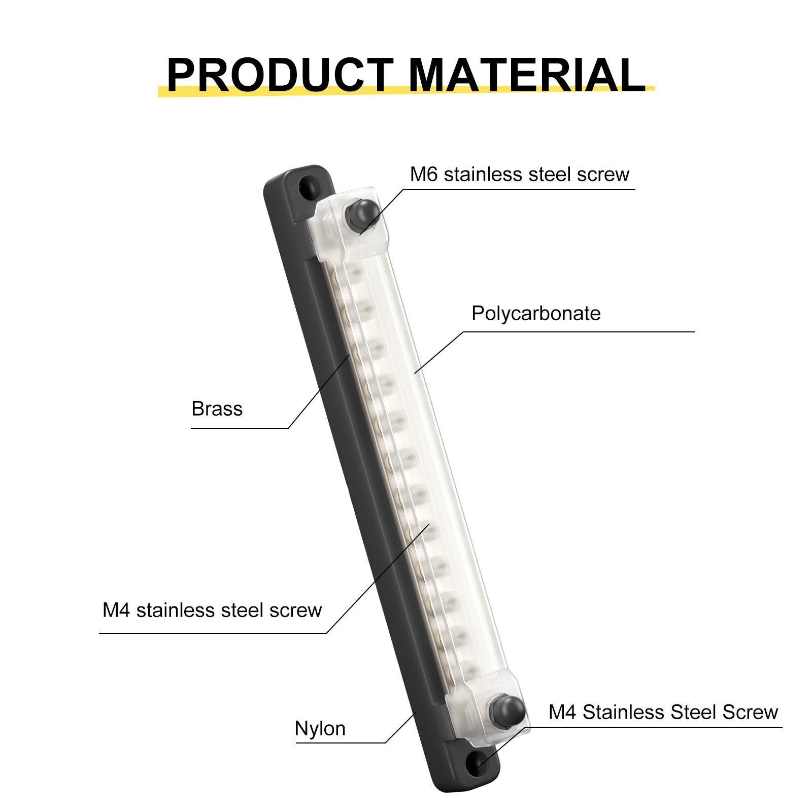 2/4/6/12 Way Dual-row Car Bus Bar Block with Dust Cover Distribution Terminal