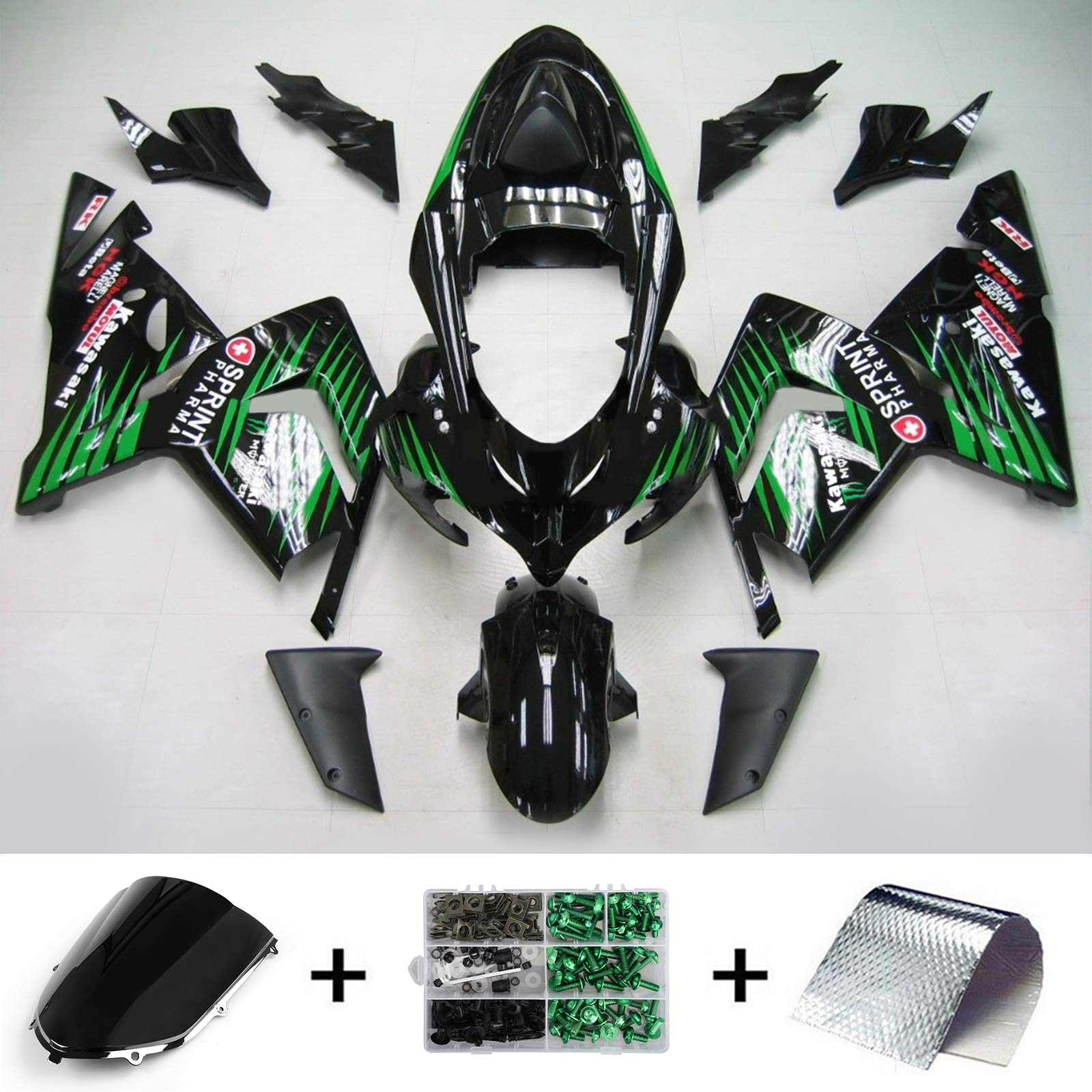 2004-2005 Kawasaki ZX10R Kit de carénage d'injection Amotopart Carrosserie Plastique ABS #125