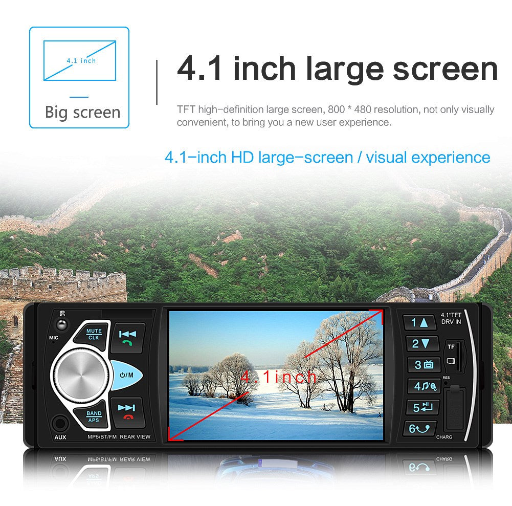 4.1In Car Radio Stereo 1DIN Bluetooth FM USB AUX Audio MP5 Player with Camera