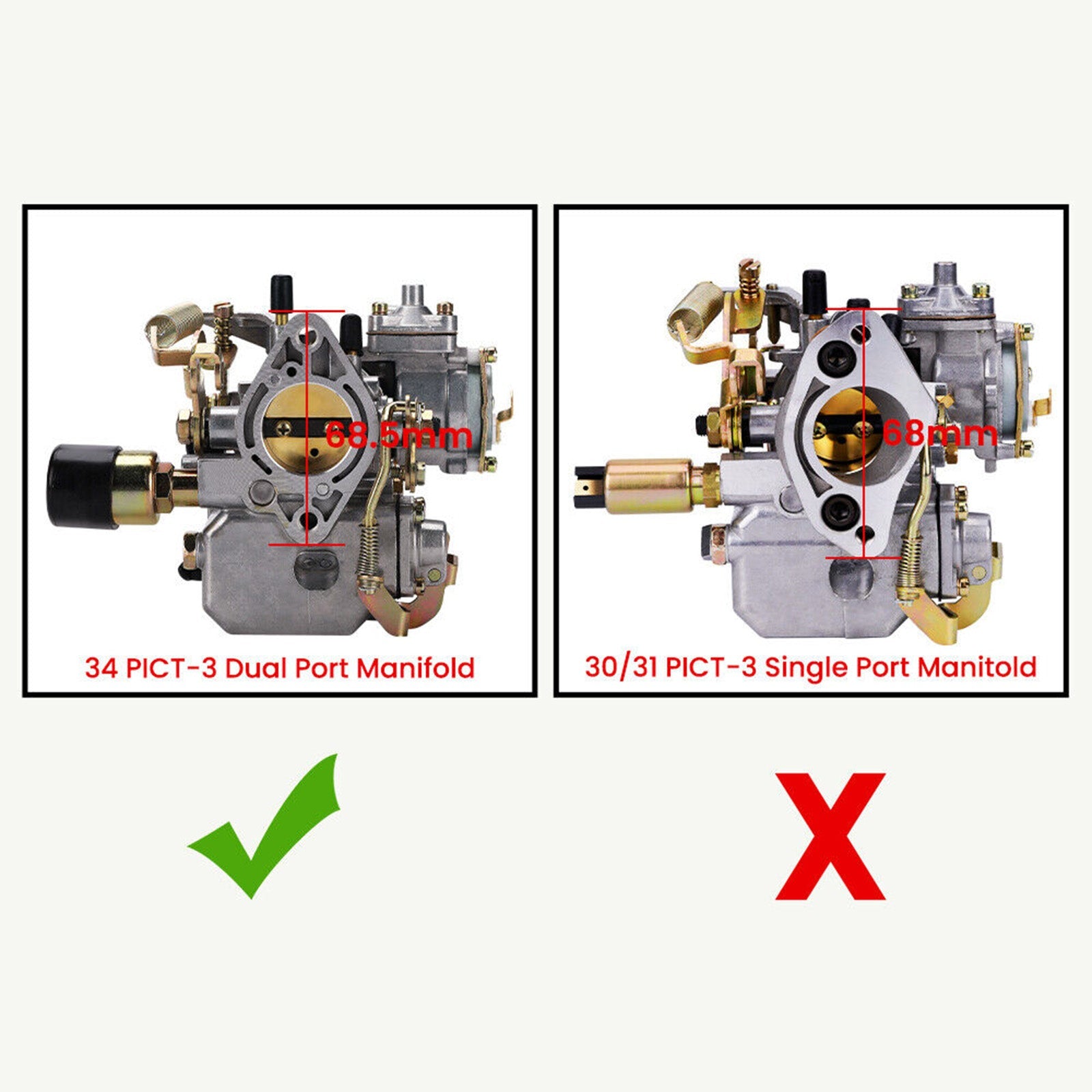 34 Pict-3 Carburetor 113129031K For VW Beetles 1971-1979 Dual Port 1600cc 12V