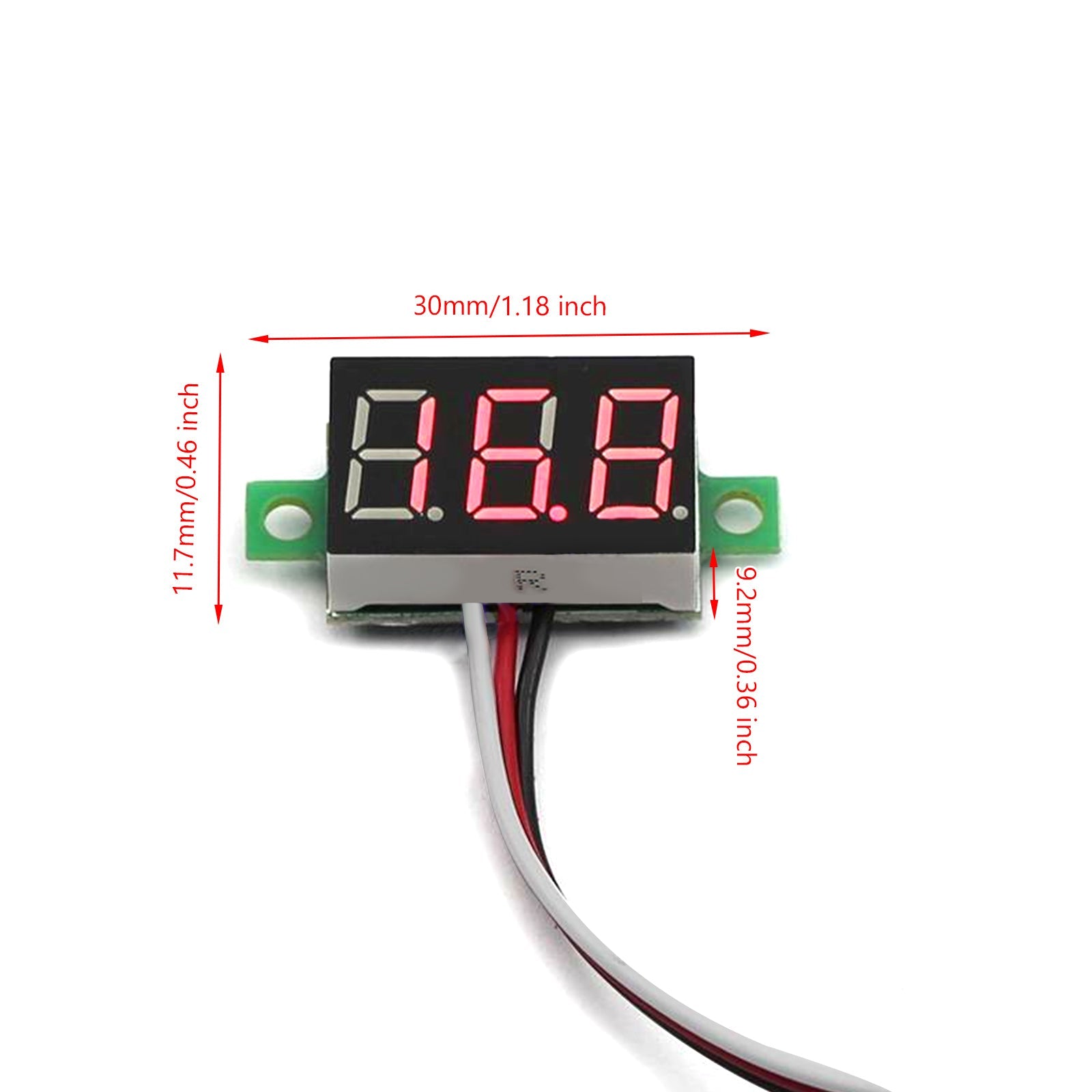 5x Mini DC 0-30V Red LED 3-Digital Display Voltage Voltmeter Panel Calibratable