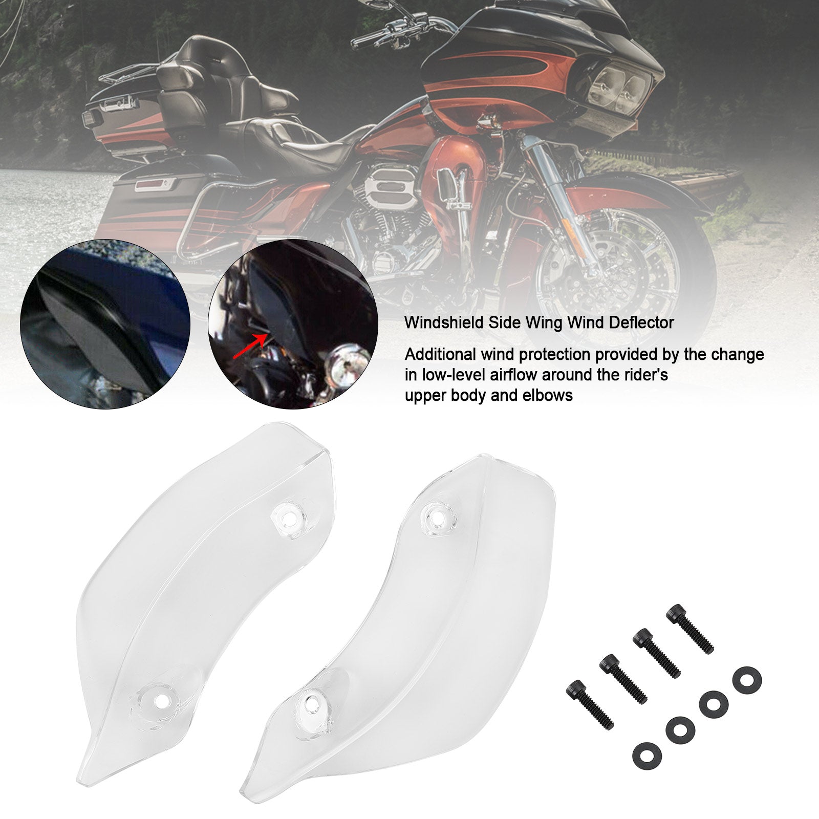 Déflecteur de vent d'aile latérale de pare-brise de carénage pour Touring Road Glide 2015 – 2021 générique