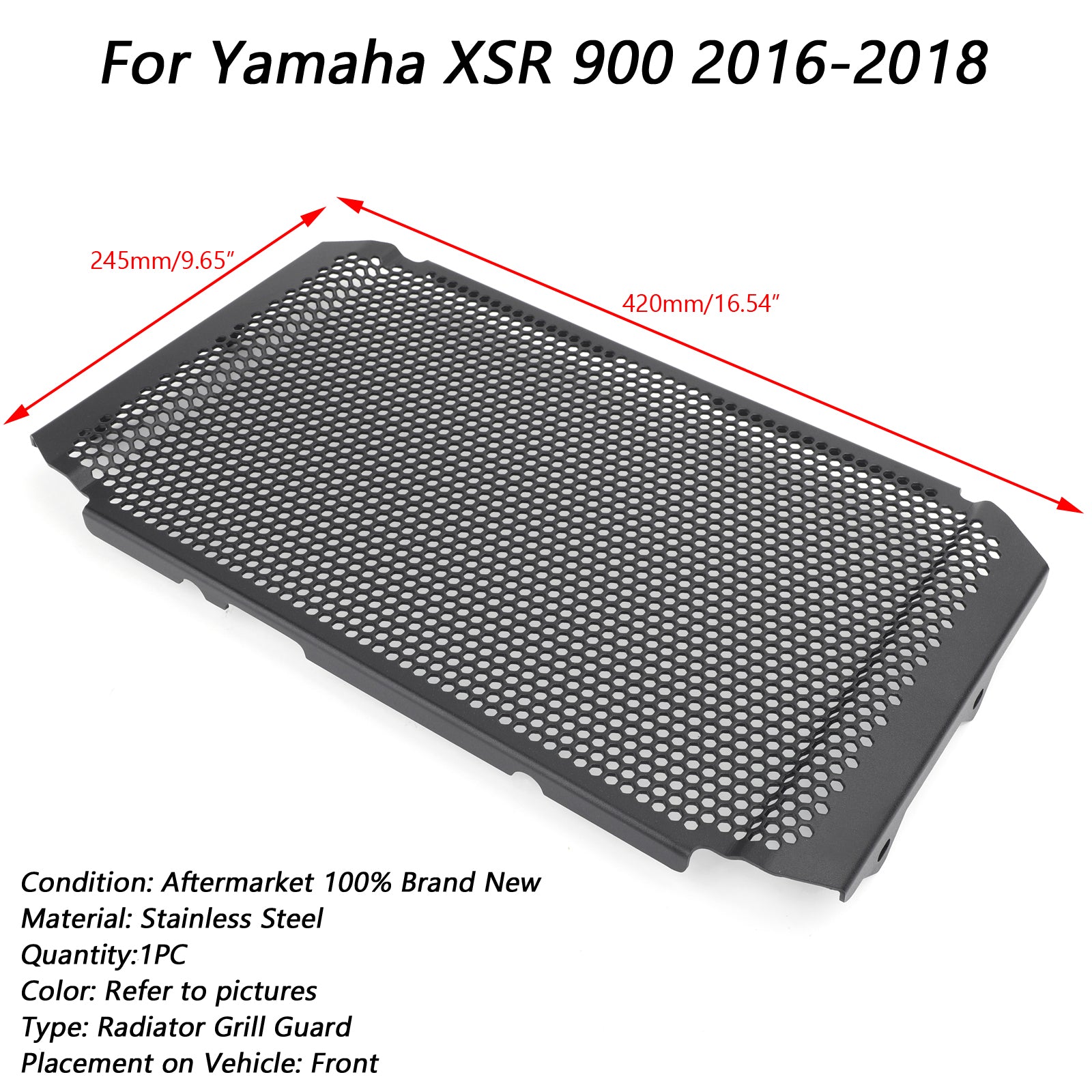 2016-2020 Yamaha XSR 900 zwarte radiatorbeschermkap algemeen