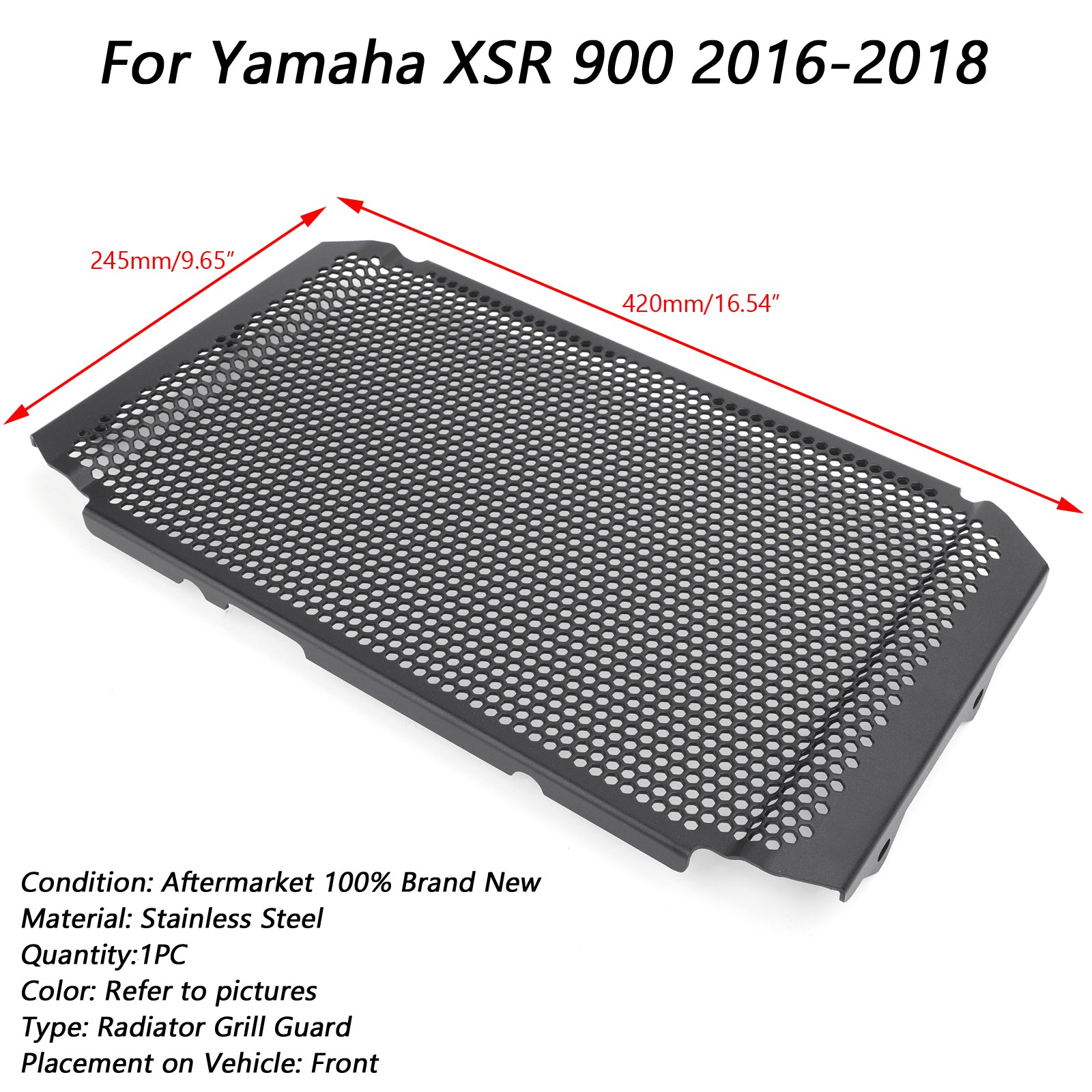 Couvercle de protection de radiateur noir Yamaha XSR 900 2016-2020 générique