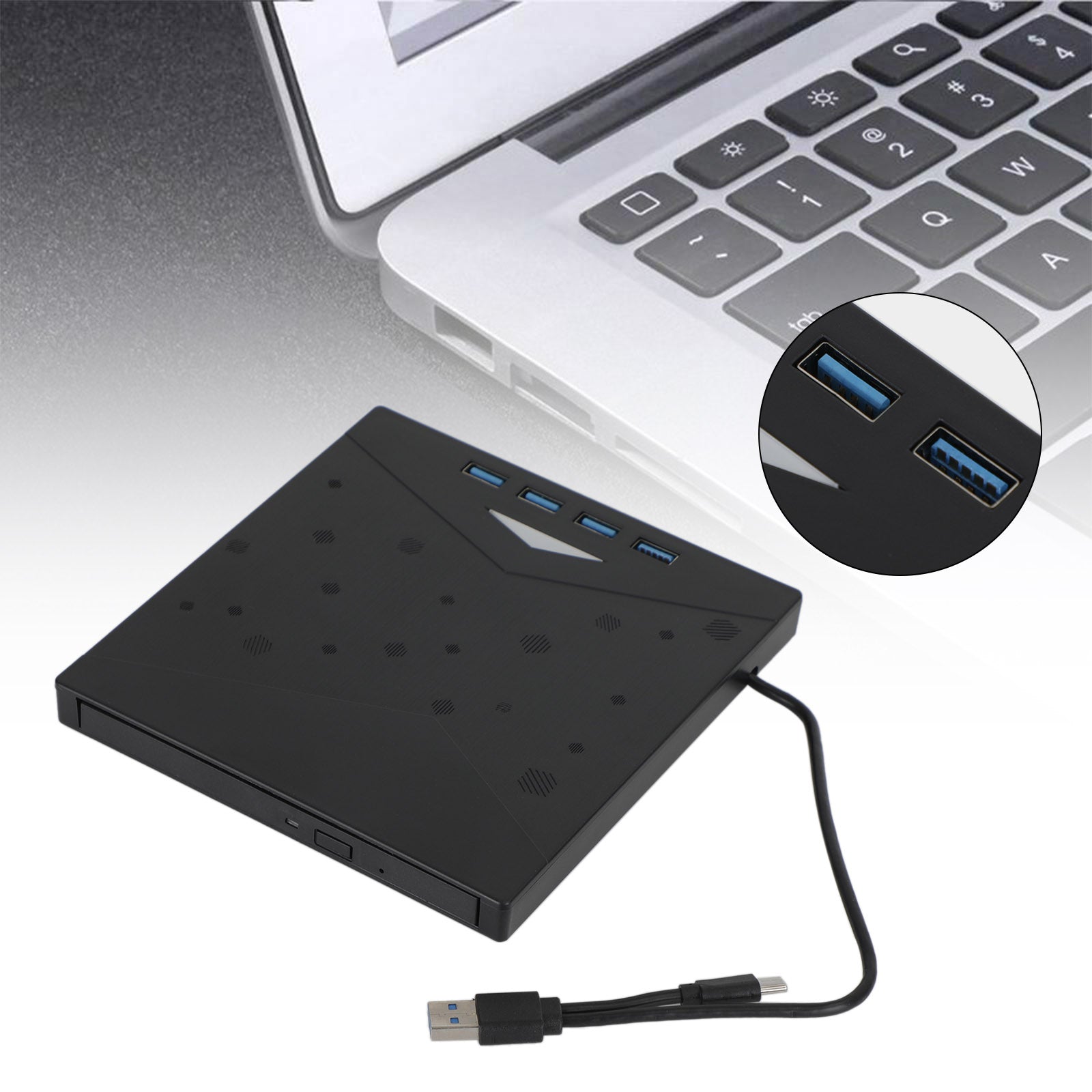 Lecteur CD/DVD externe pour ordinateur portable Lecteur DVD USB 3.0 7 en 1 Lecteur graveur CD/DVD externe portable 7 en 1 USB 3.0 Type-c Type A CD-ROM pour ordinateur portable