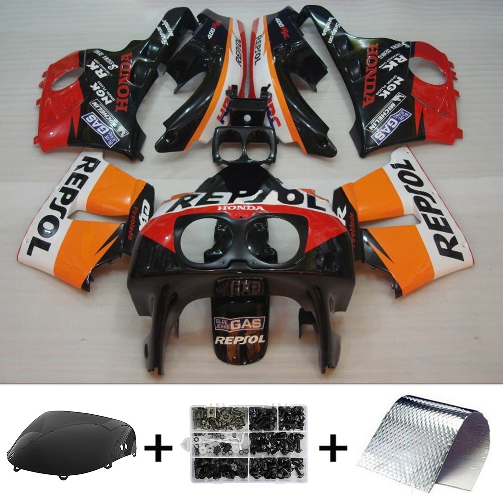 1990-1999 Honda CBR400RR NC29 Amotopart Injection Fairing Kit Bodywork Plastic ABS #104