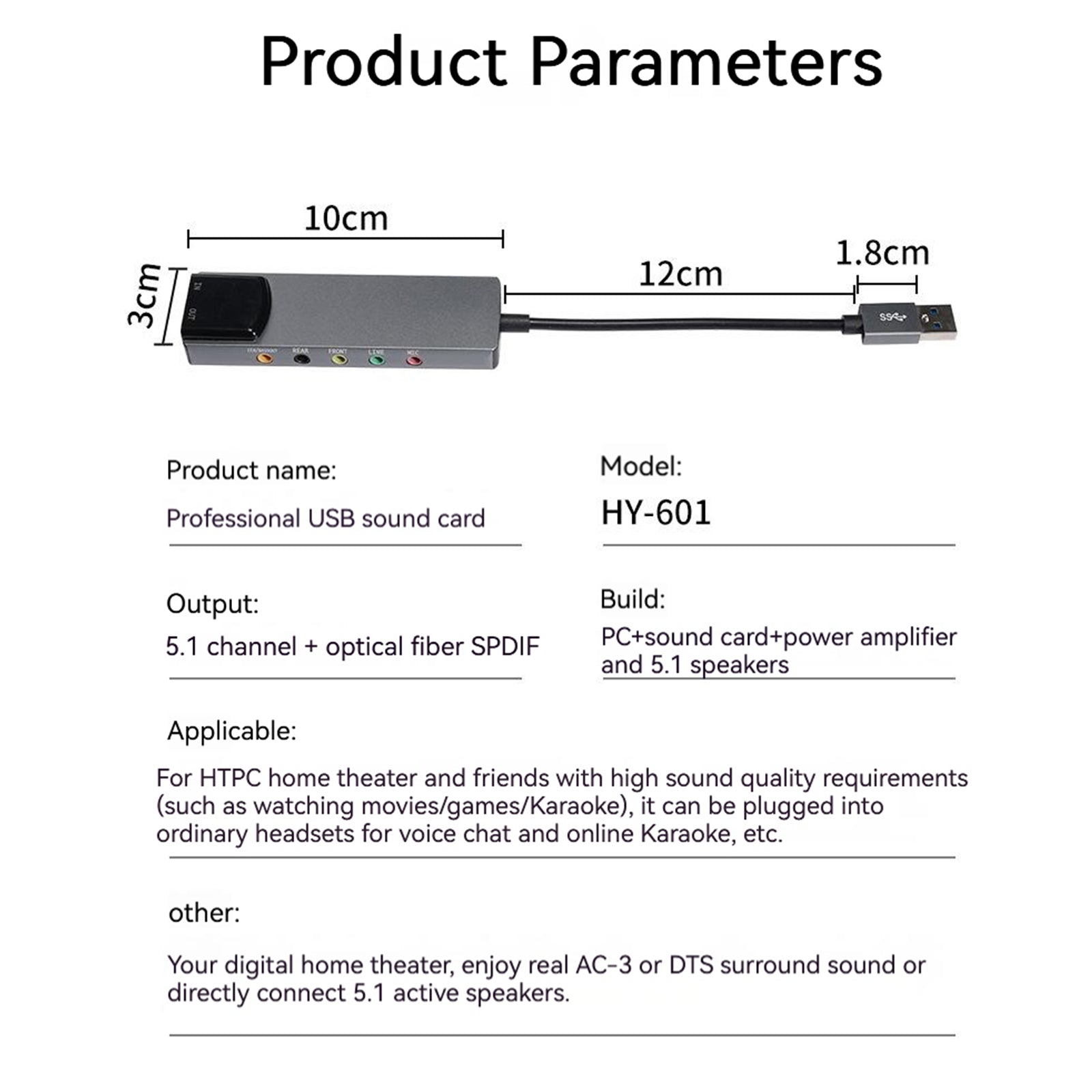 Nouveau Alliage d'aluminium USB Fiber optique SPDIF carte ordinateur externe multifonction