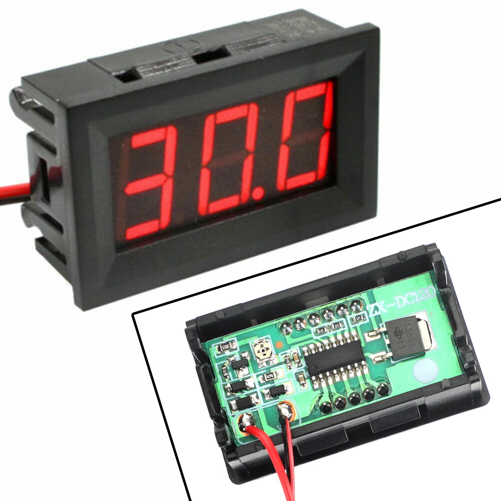 5 stk Dc5-120V 0,56" 2-leder LED digitalt skjermpanel Voltmeter Volt Tester