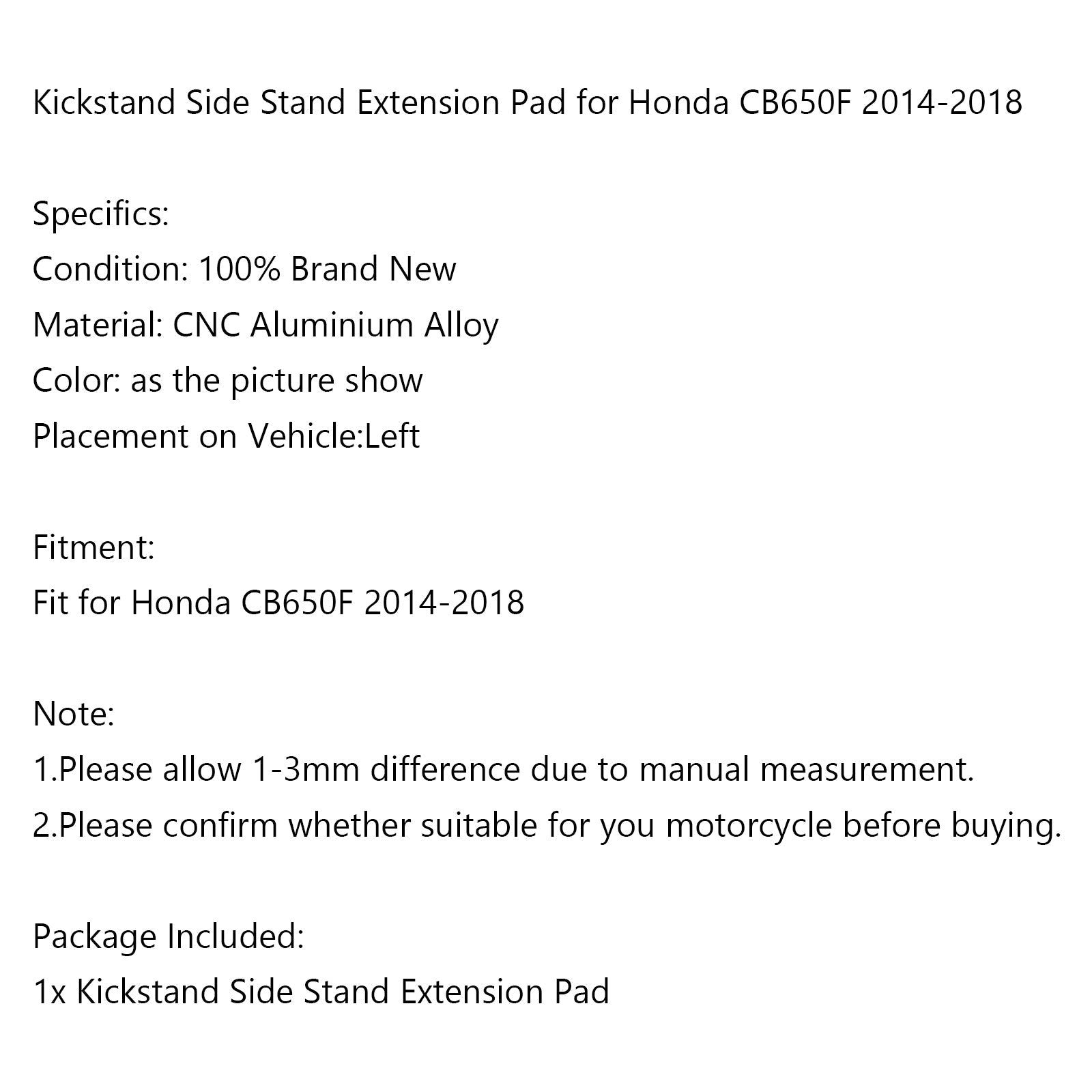 Kickstand Sidestand Enlarge Plate Pad For Honda CB650F CBR650F 2014-2018 Generic