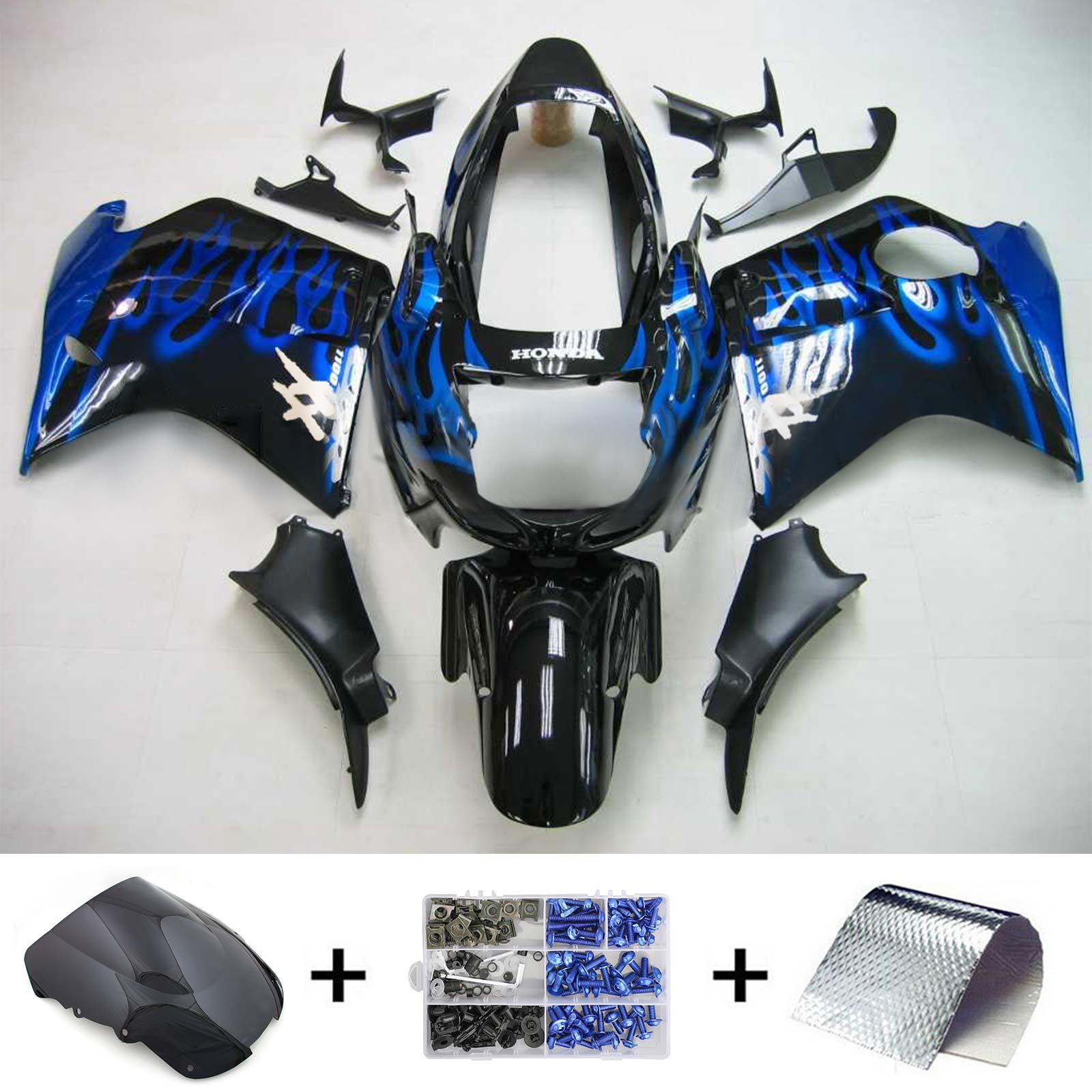 1996-2007 Honda CBR1100XX SuperBlackBird Amotopart Kit de carénage d'injection carrosserie ABS # 103