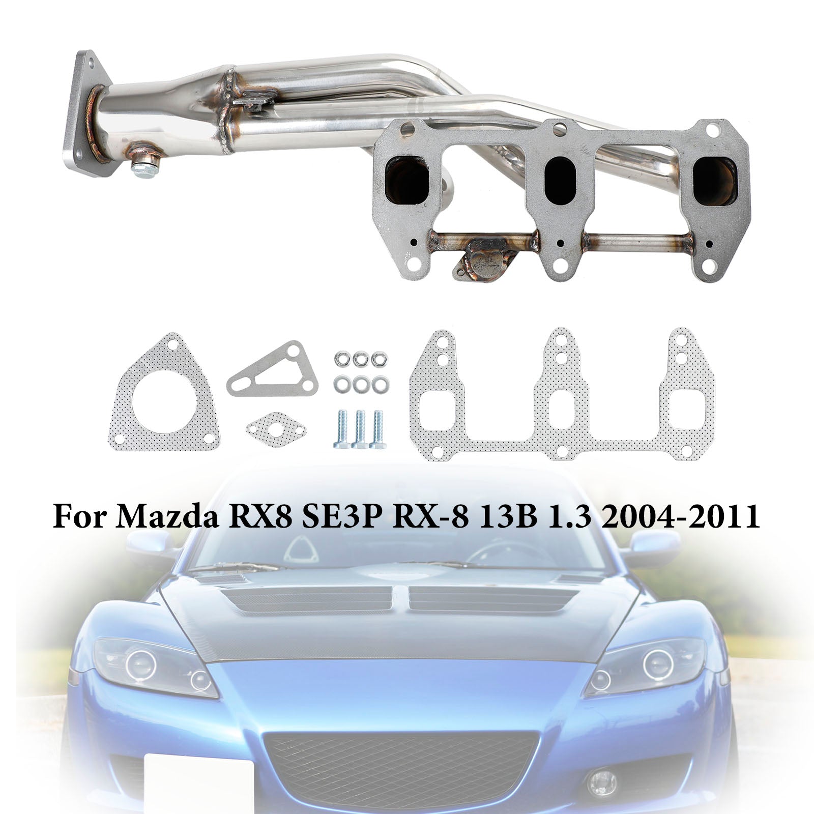 13B-MSP 1.3L Renesis rotatif Wankel moteur en acier inoxydable collecteur d'échappement adapté Mazda RX8 RX-8 R3 GT Grand 2004-2011