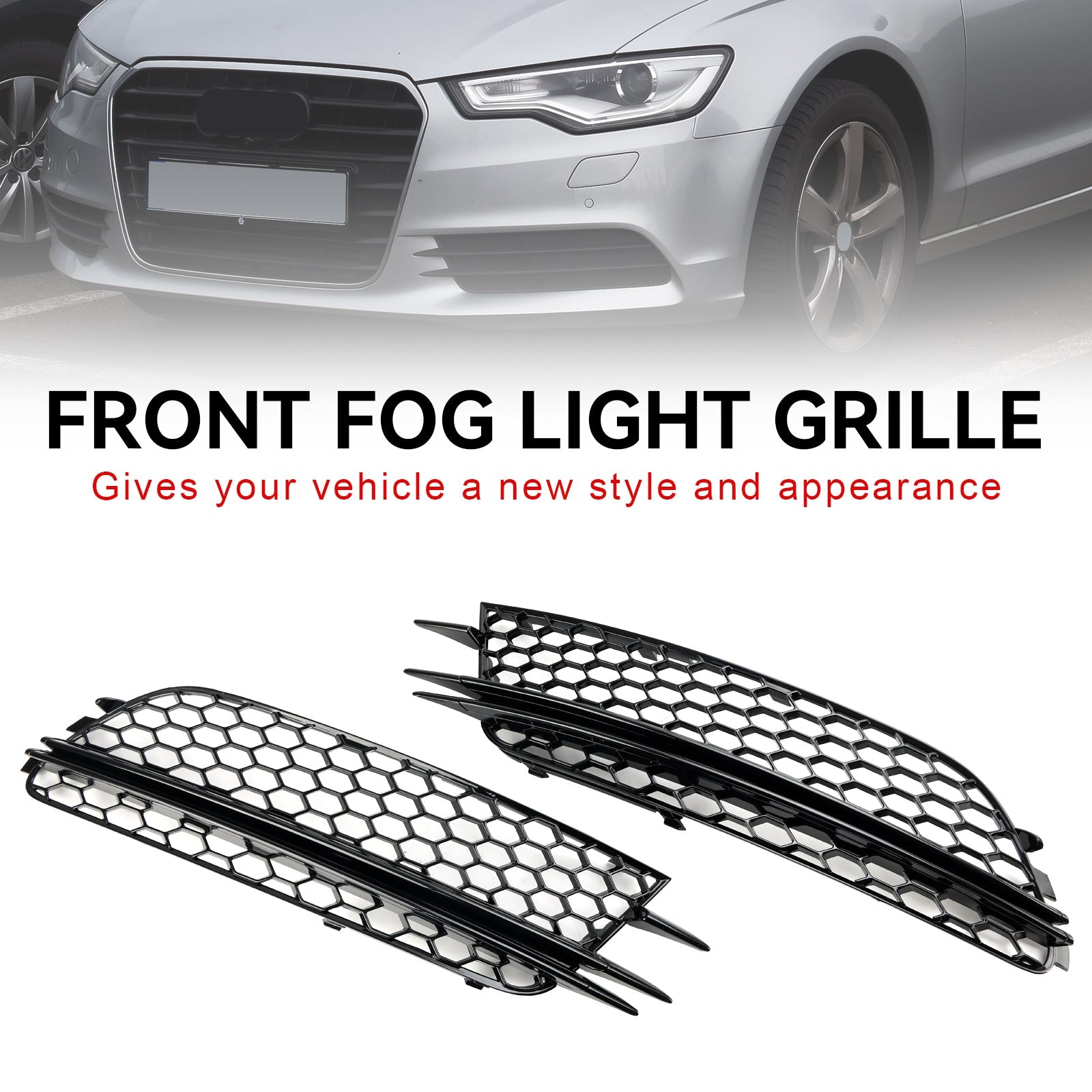 Audi A6 4G C7 2012-2015 2PCS Front Fog Light Cover Bezel Bumper Grille