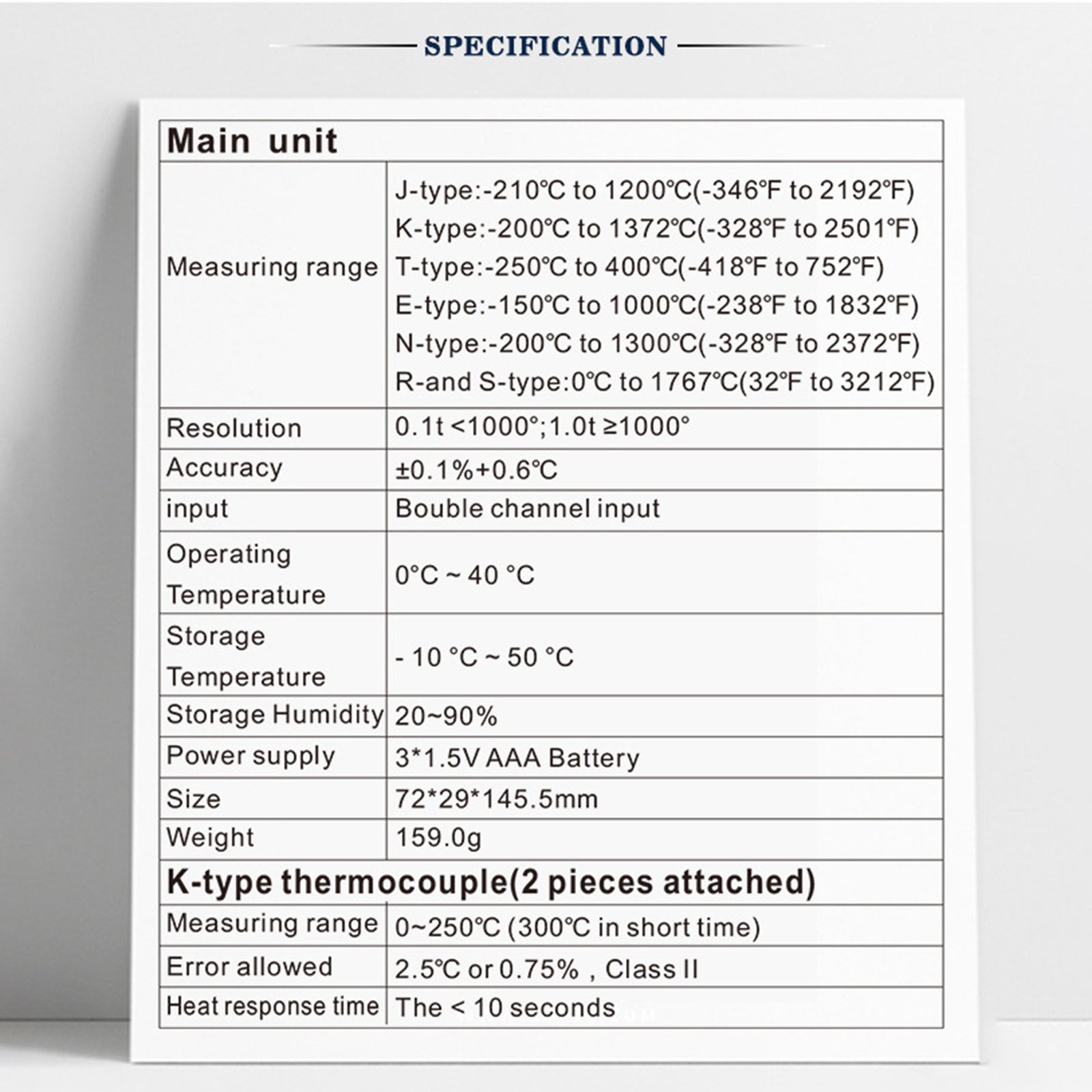 Thermomètre numérique à Thermocouple, testeur de température à double canal LCD