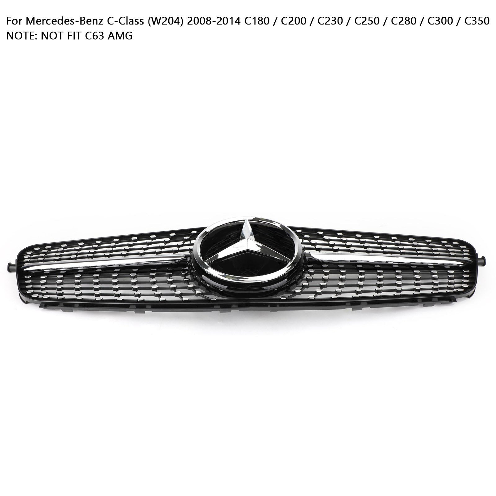 Benz Classe C 2008-2014W204 Grille de calandre avant chromée noire diamantée générique C180/C200/C230/C250/C280/C300/C350