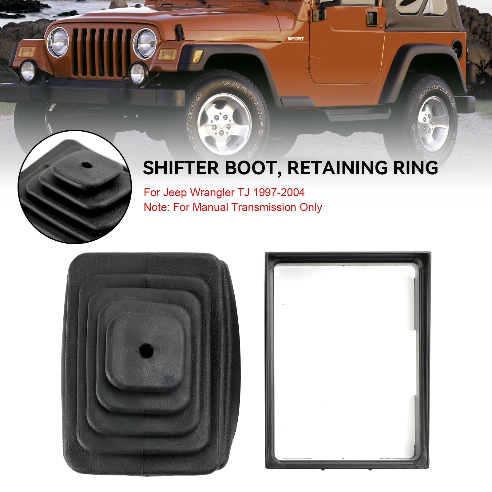 Jeep Wrangler TJ 1997-2004 Shifter Boot Retainer Bezel Ring Handgeschakeld